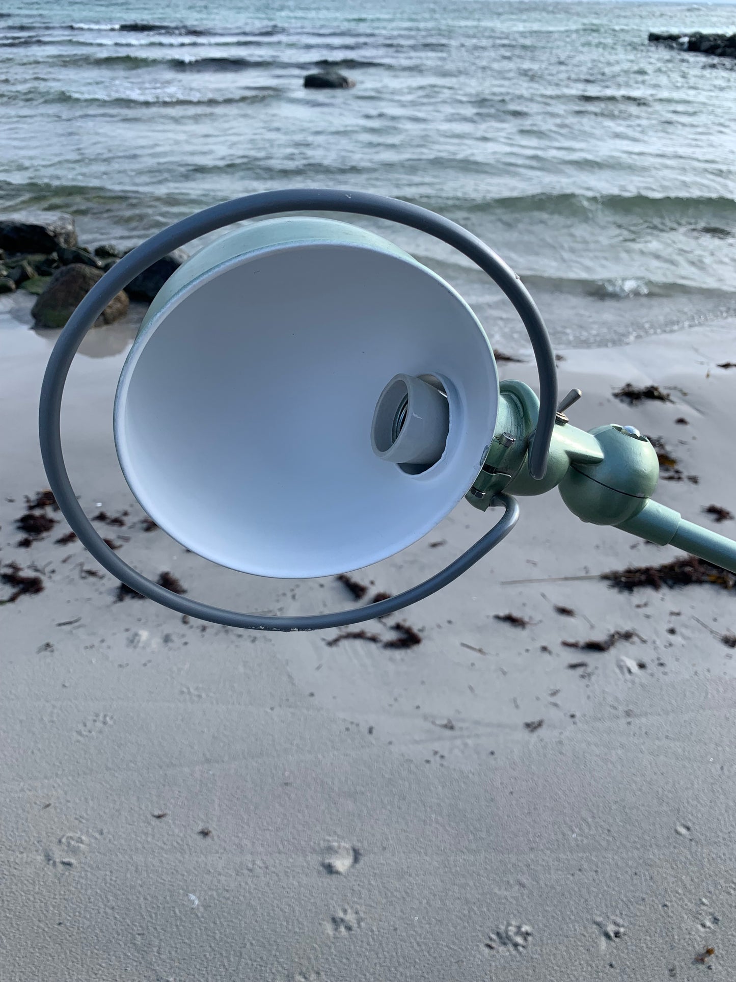 Jieldé-Lampe mit zwei Armen und Tischhalterung - Grün