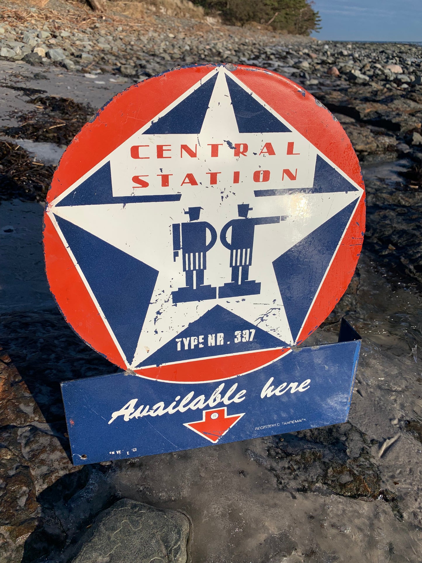 Französisches doppelseitiges Schild - Hauptbahnhof