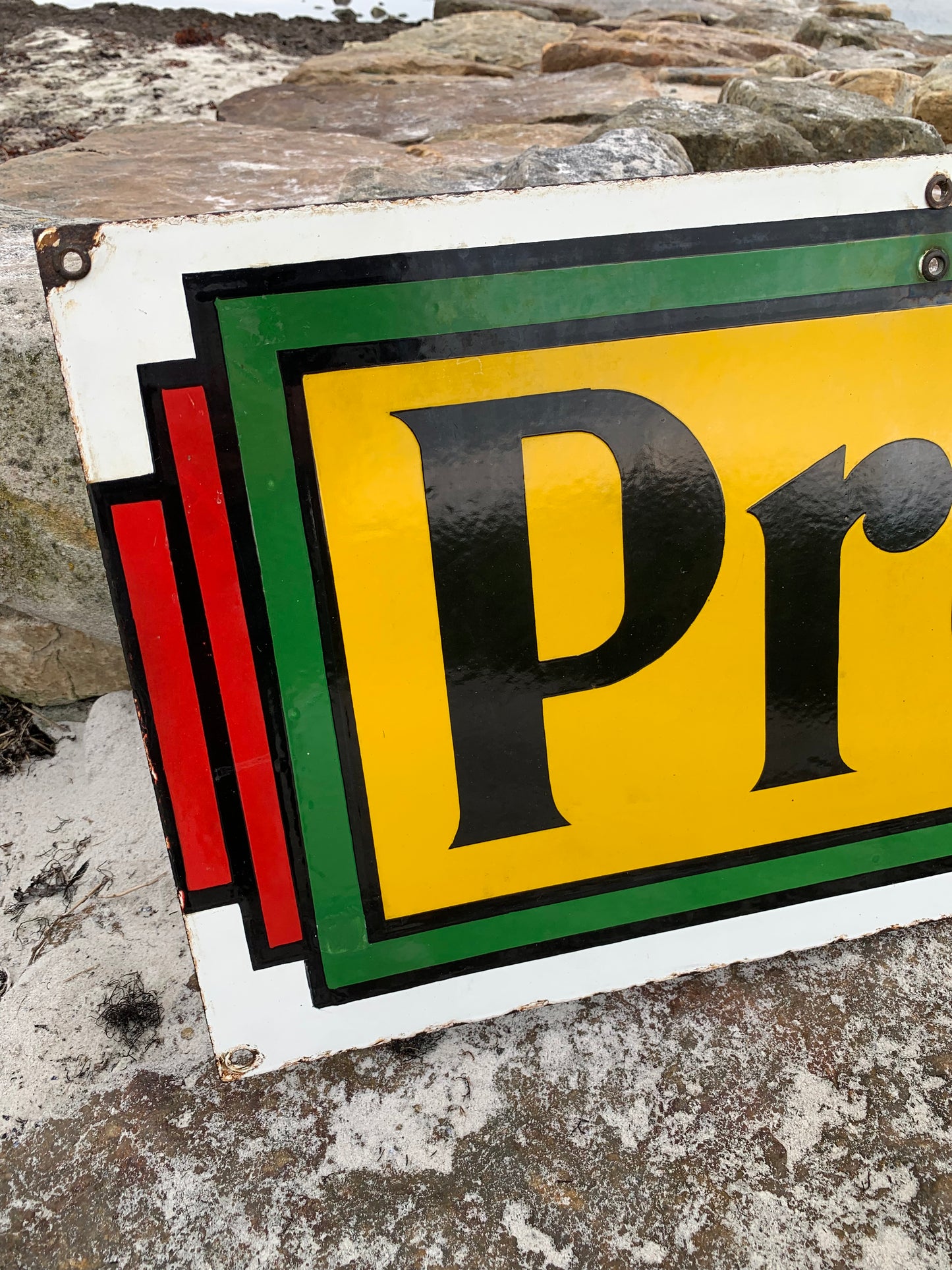 Großes doppelseitiges Premier Ice-Emailleschild
