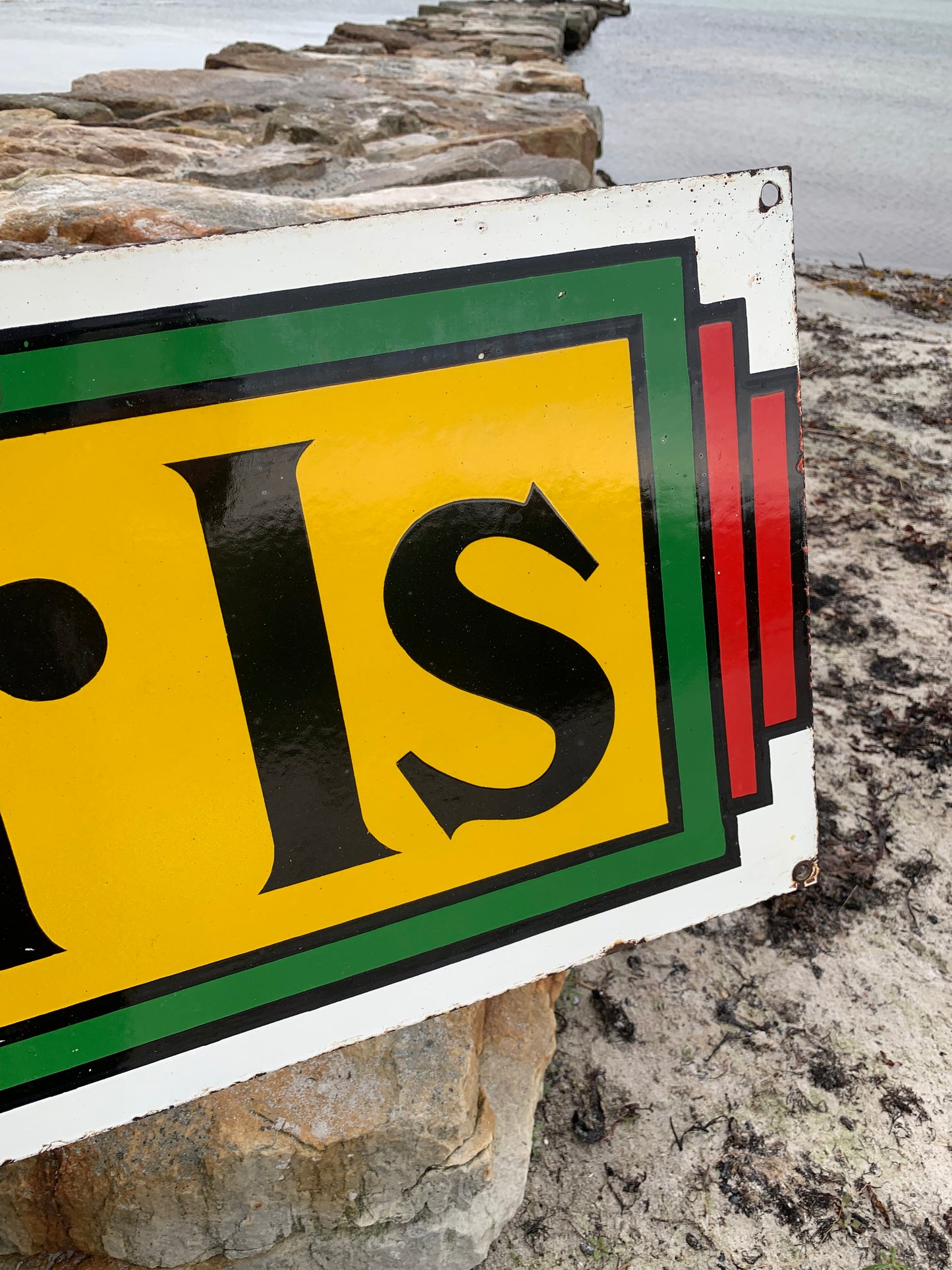 Großes doppelseitiges Premier Ice-Emailleschild