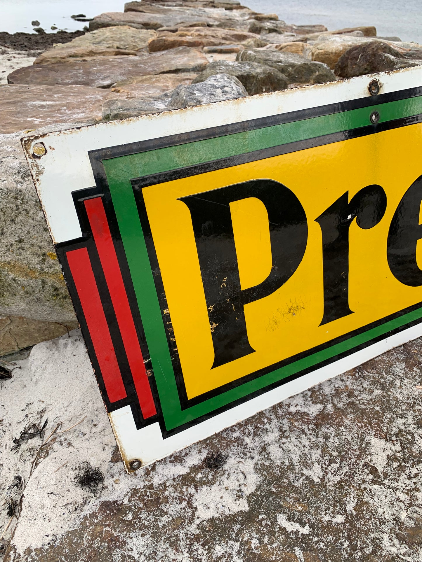 Großes doppelseitiges Premier Ice-Emailleschild