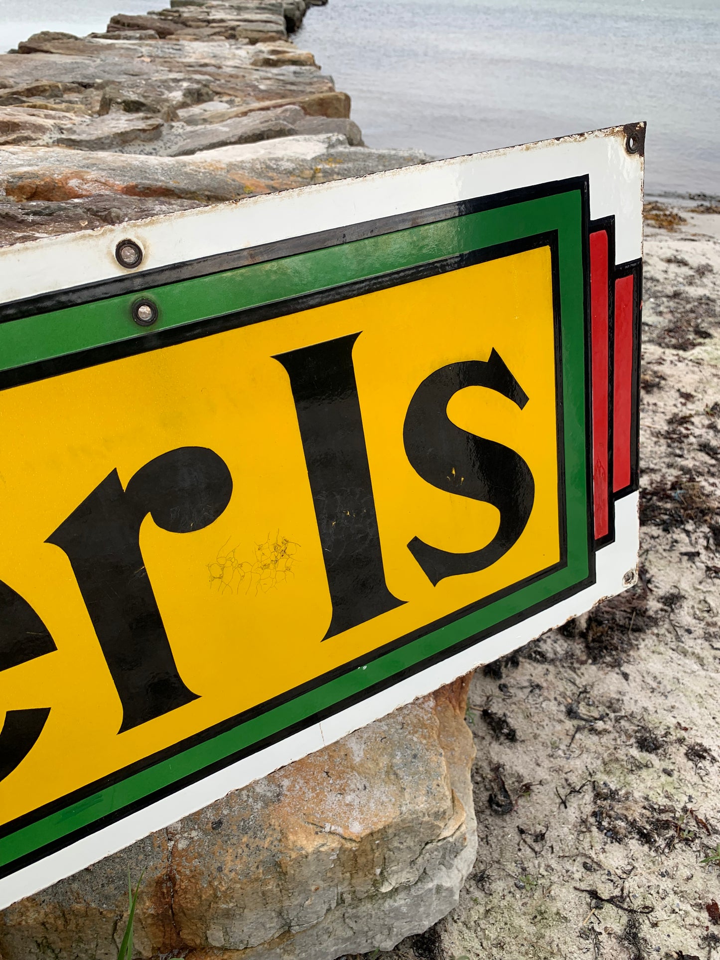 Großes doppelseitiges Premier Ice-Emailleschild