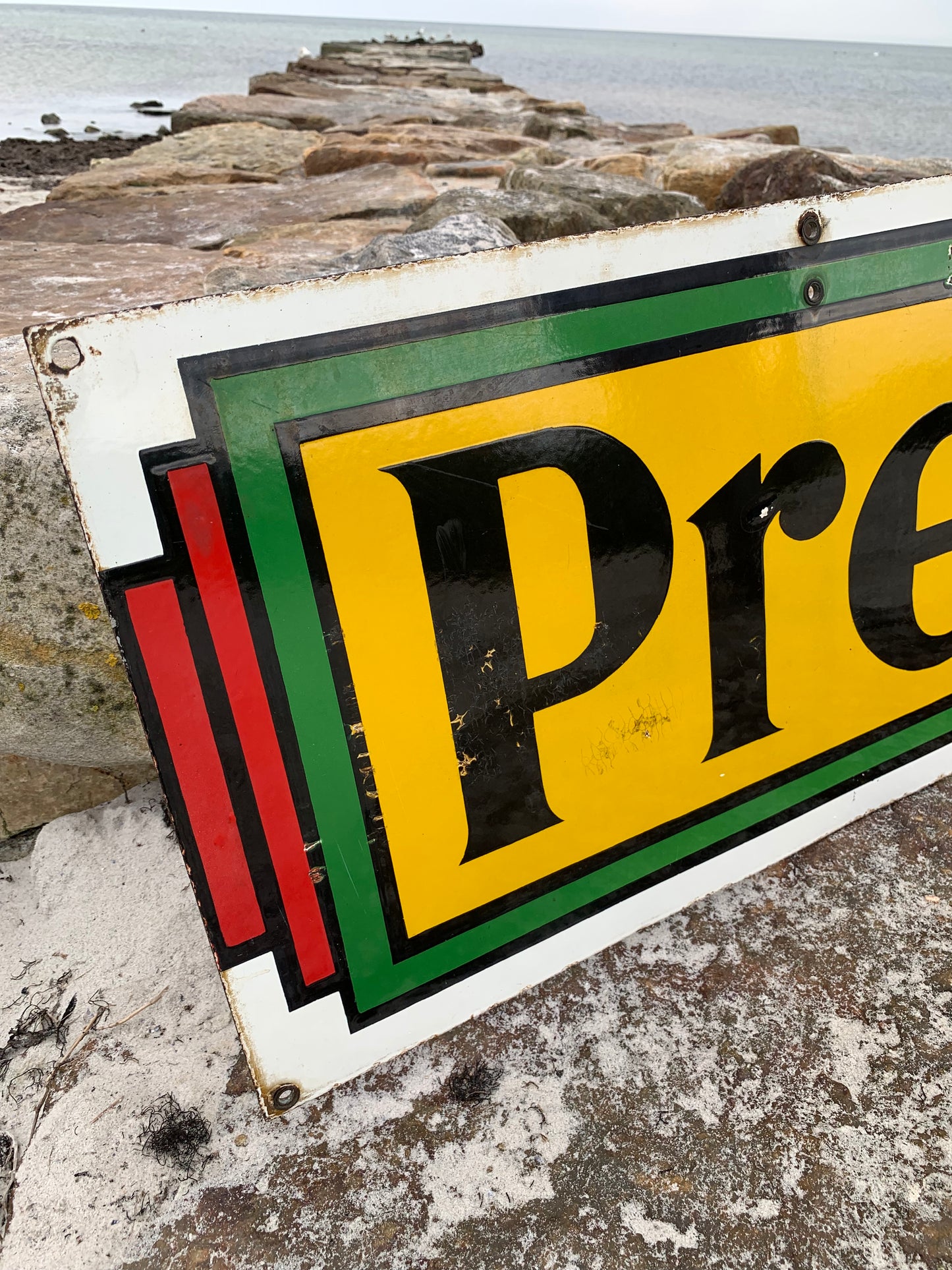 Großes doppelseitiges Premier Ice-Emailleschild