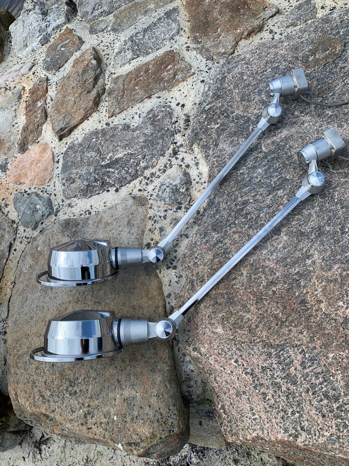 Seltene Jieldé Wand-/Deckenleuchte in Chrom