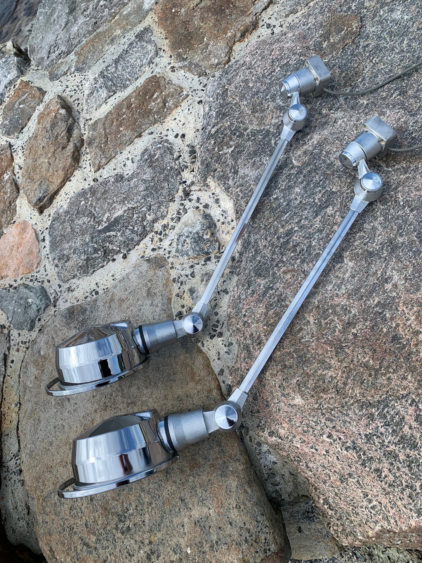 Seltene Jieldé Wand-/Deckenleuchte in Chrom