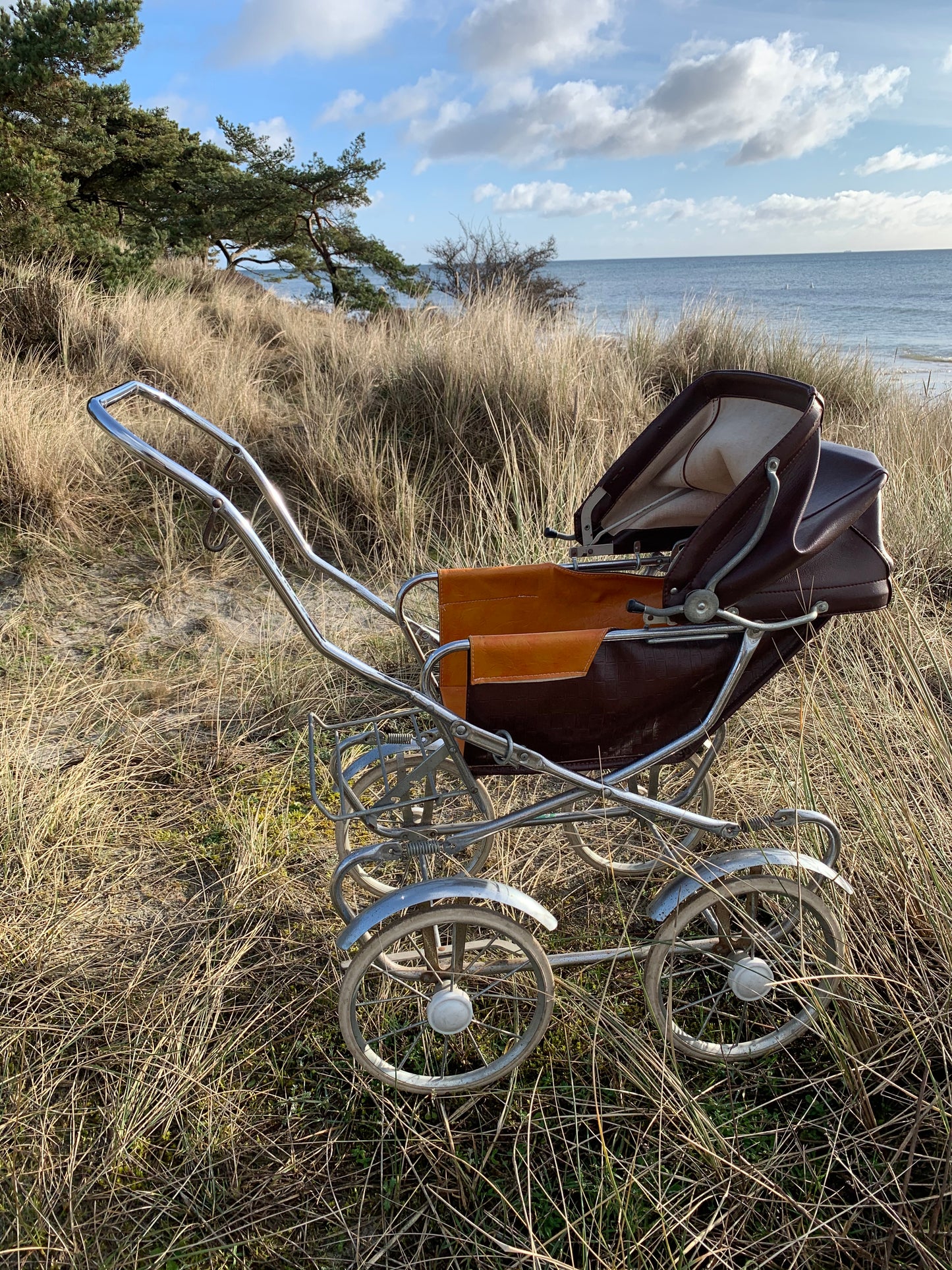 Brauner Kinderwagen für Puppen