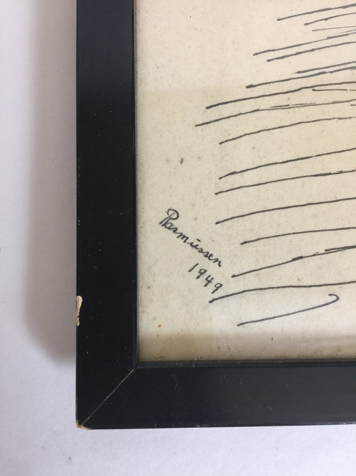 Schöne alte und originale Zeichnung im Rahmen