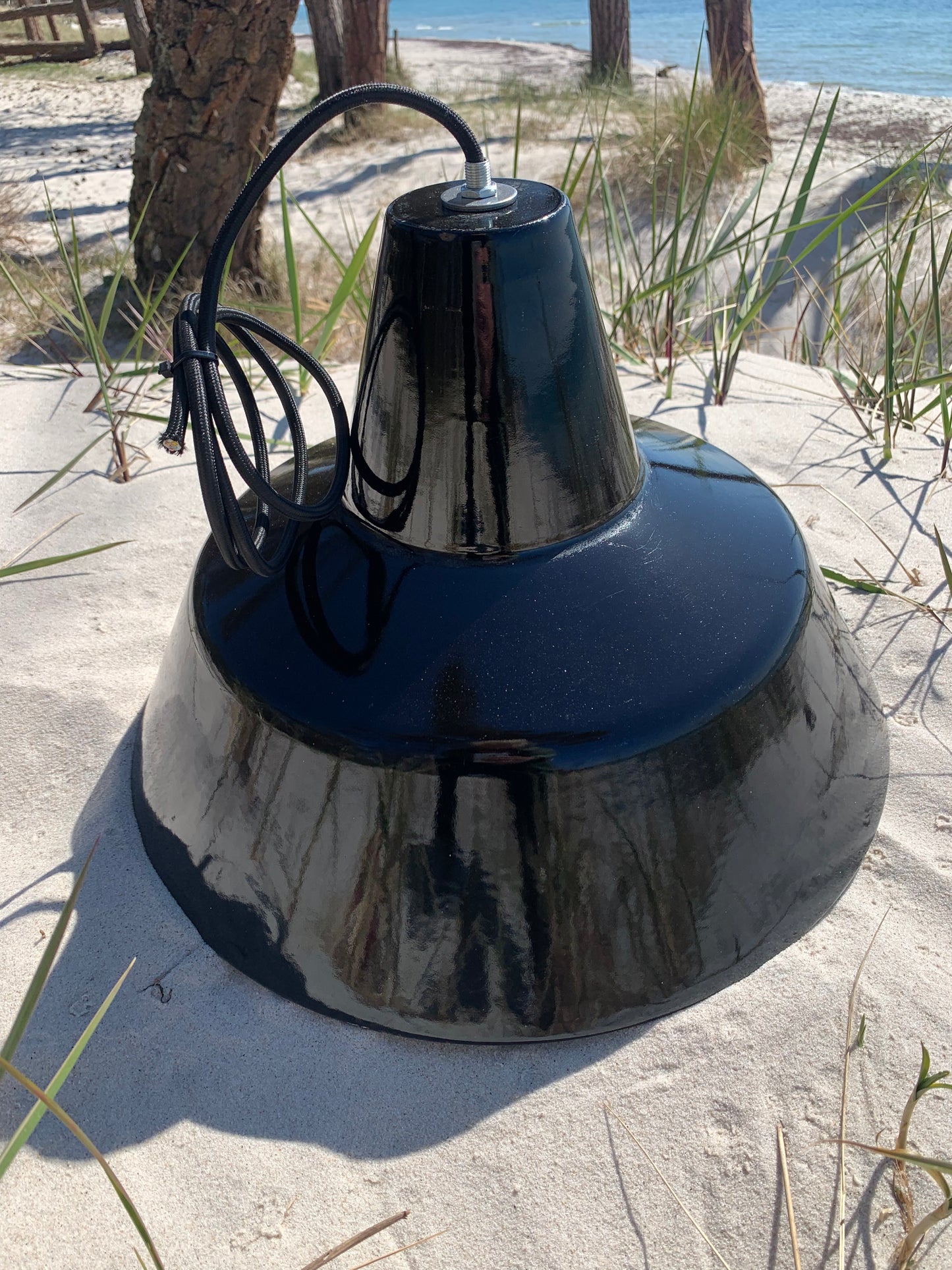 Werkstattlampe aus Emaille - Schwarz