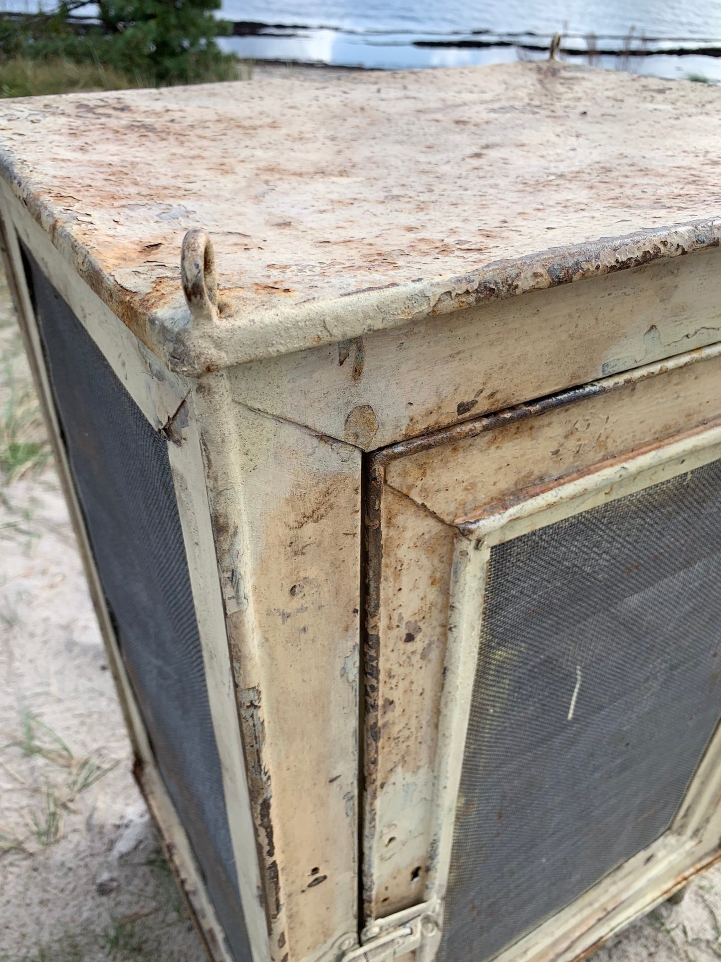 Schöner Fliegenschrank mit Beinen und Regalen
