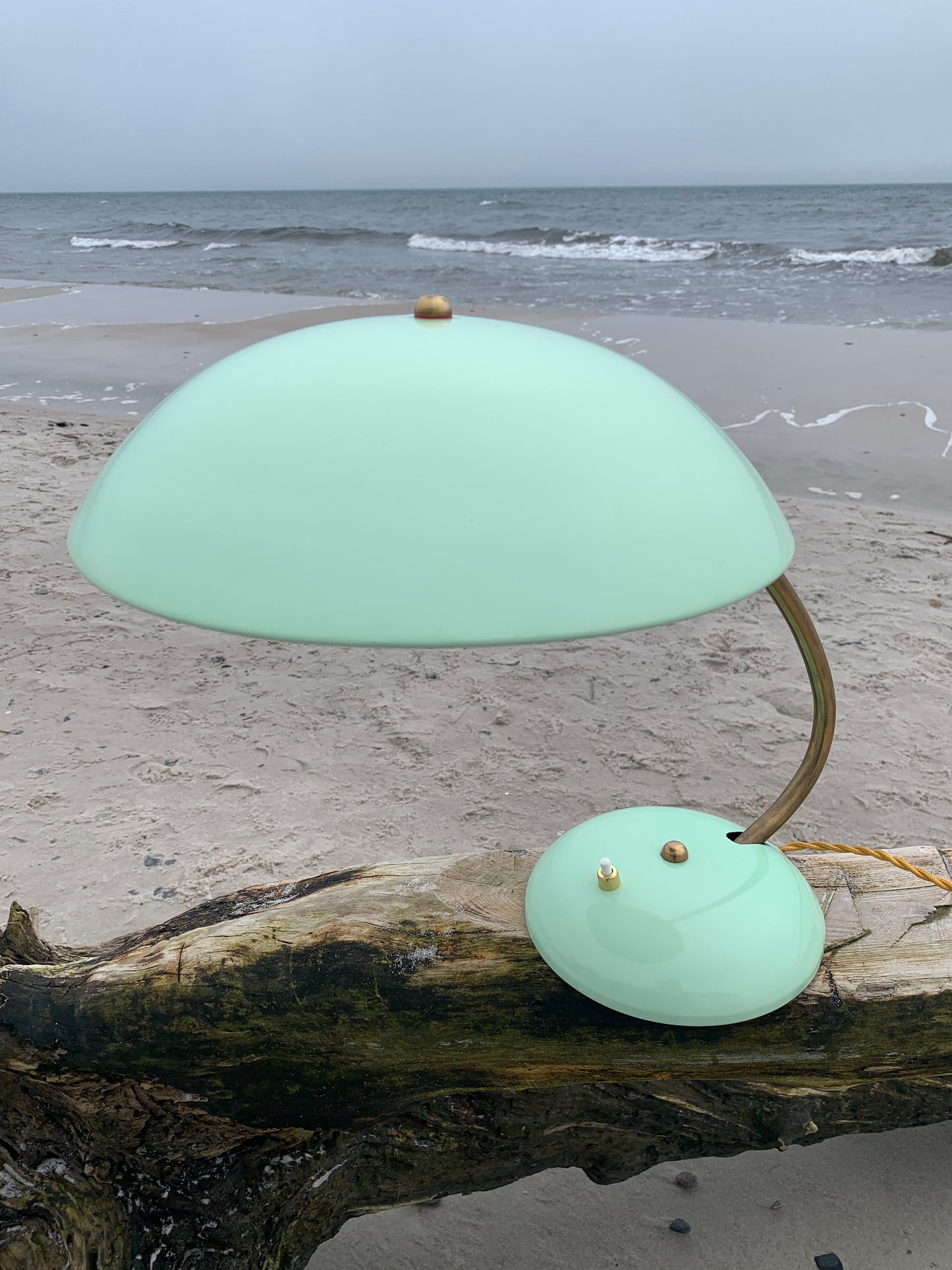 Vintage Lampe - Mintgrün mit Messing