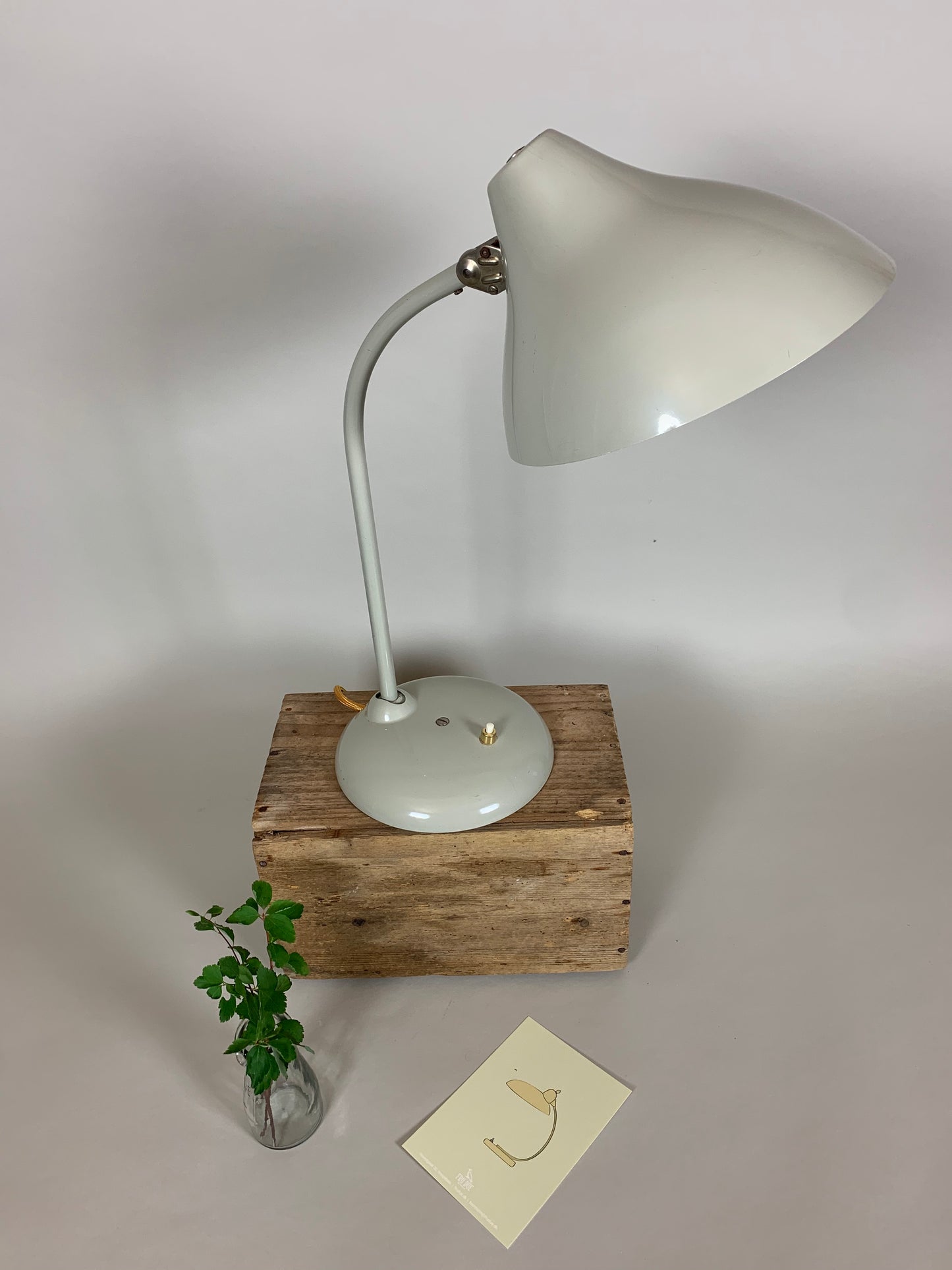 Graue Hala-Tischlampe mit schönen weichen Linien