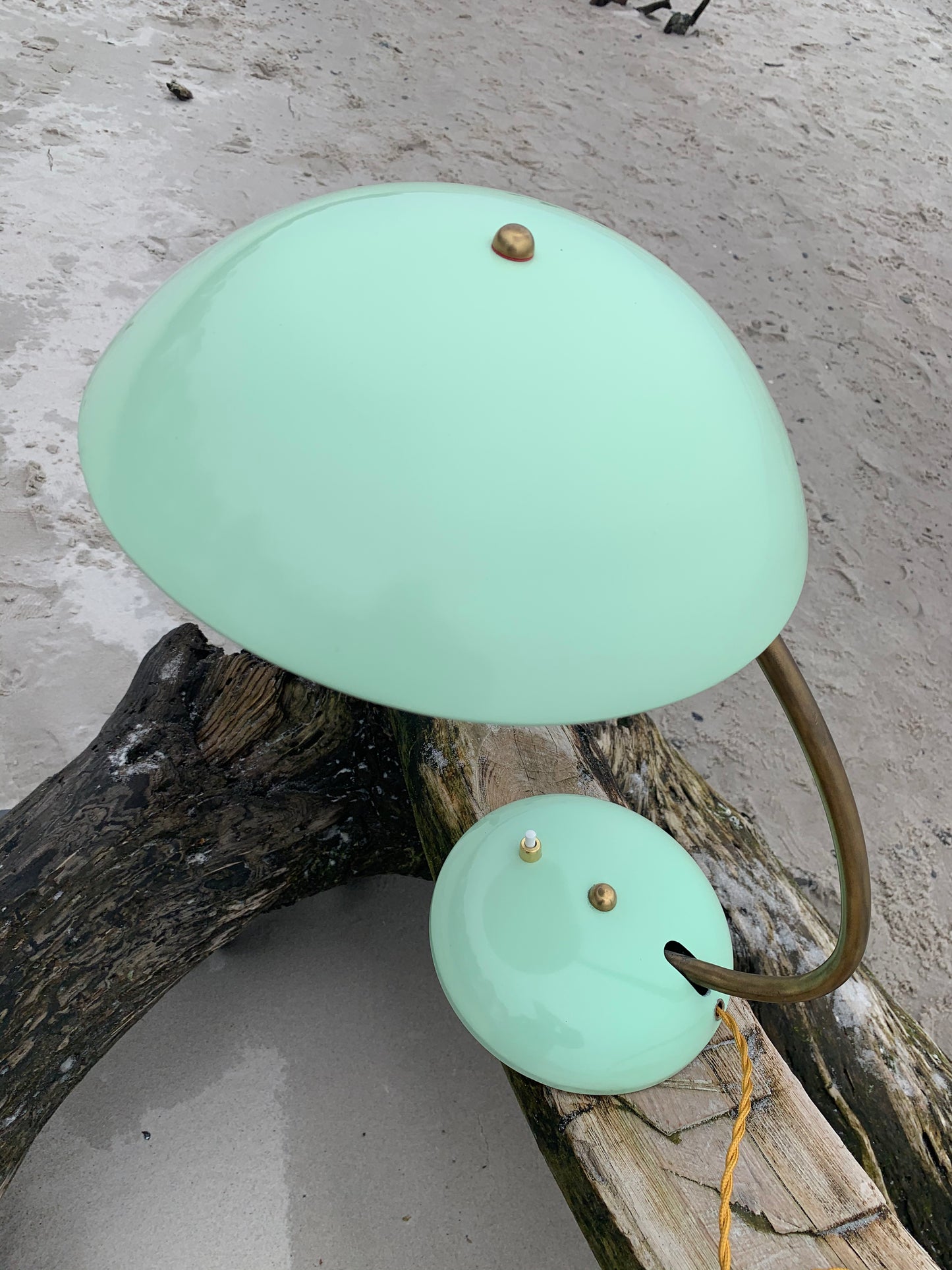 Vintage Lampe - Mintgrün mit Messing