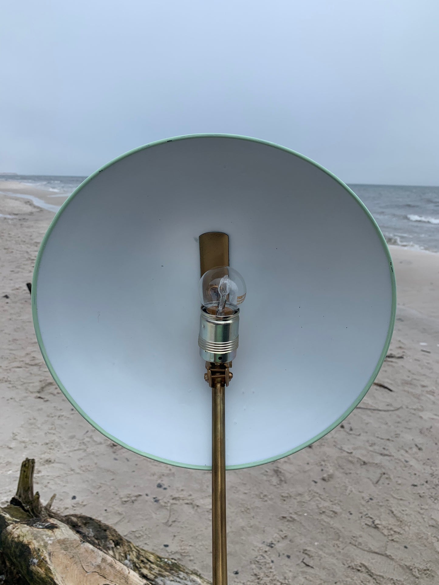 Vintage Lampe - Mintgrün mit Messing