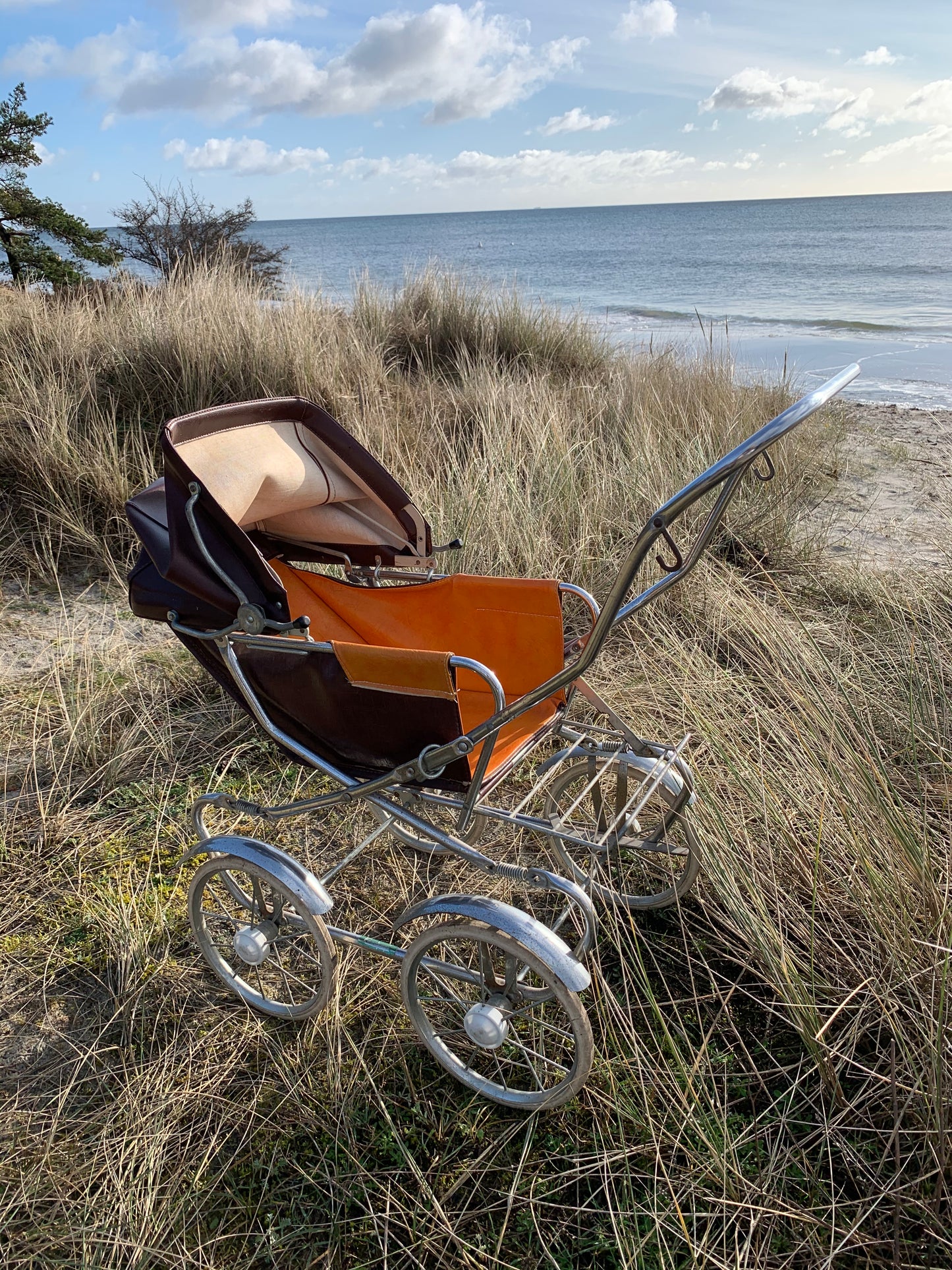 Brauner Kinderwagen für Puppen