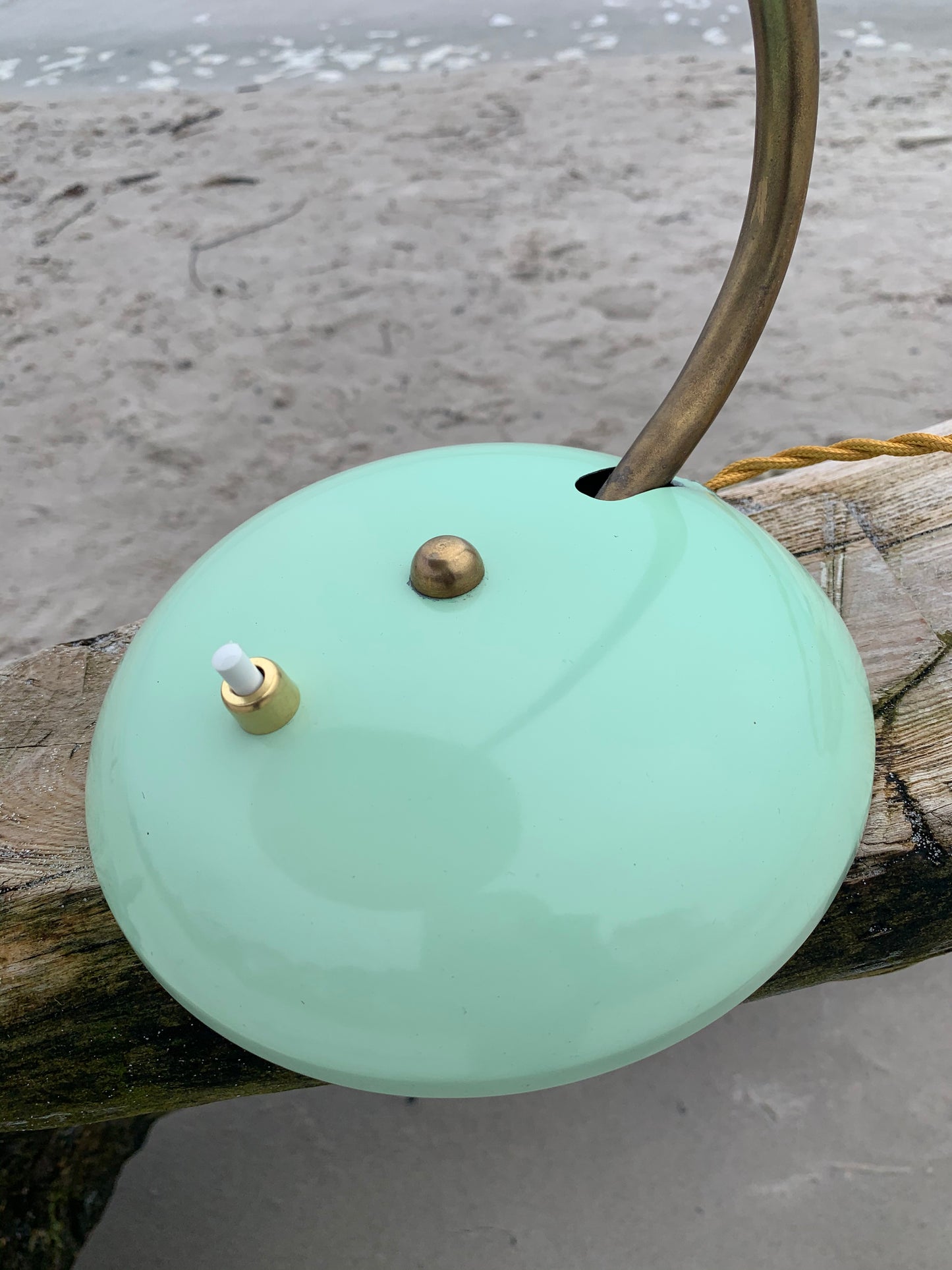 Vintage Lampe - Mintgrün mit Messing
