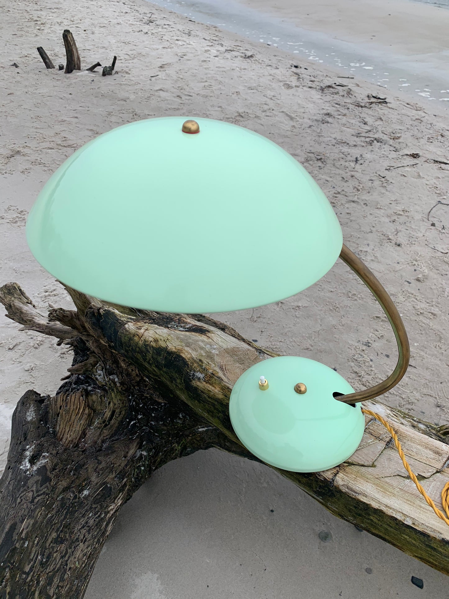 Vintage Lampe - Mintgrün mit Messing