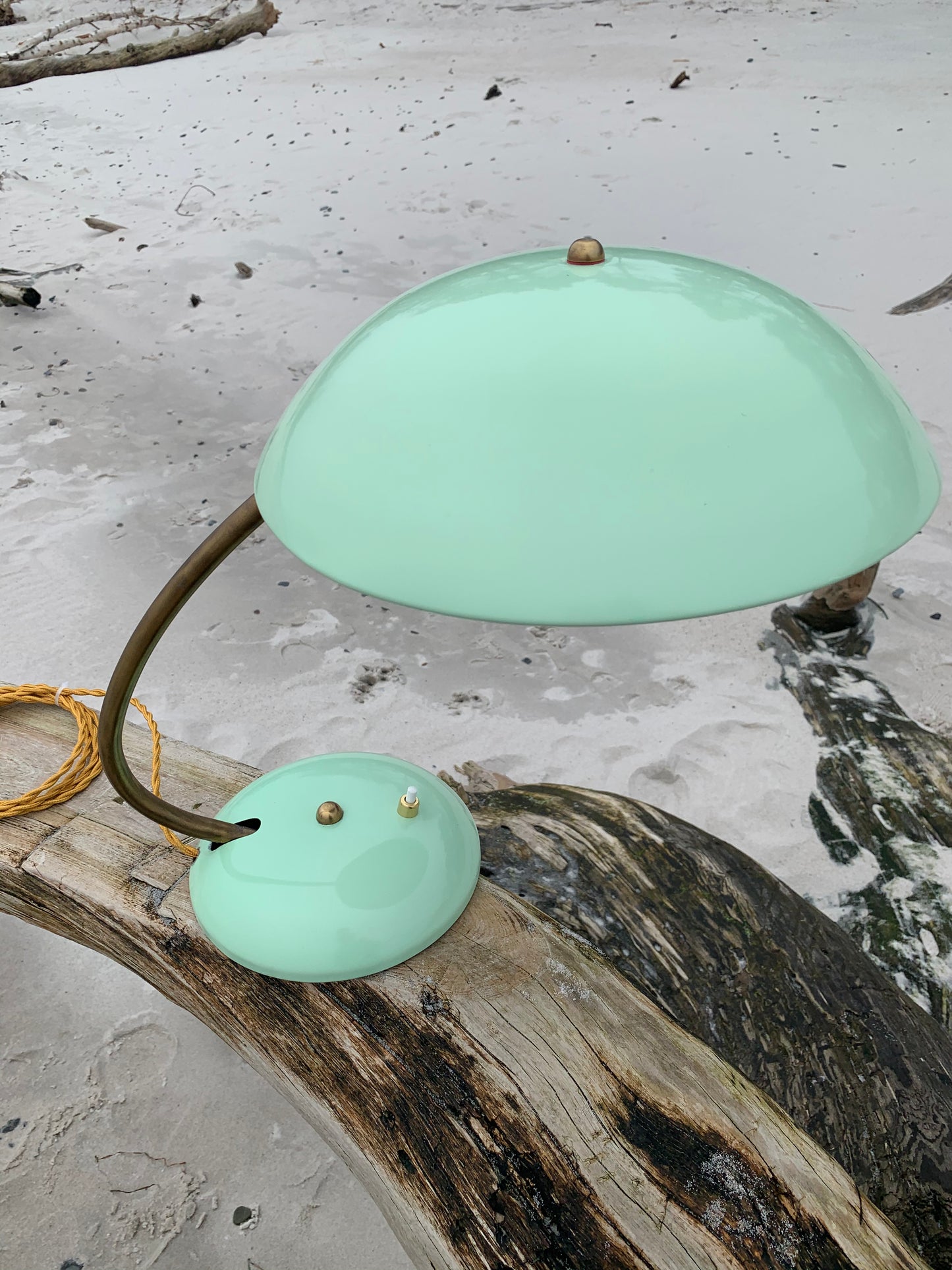Vintage Lampe - Mintgrün mit Messing