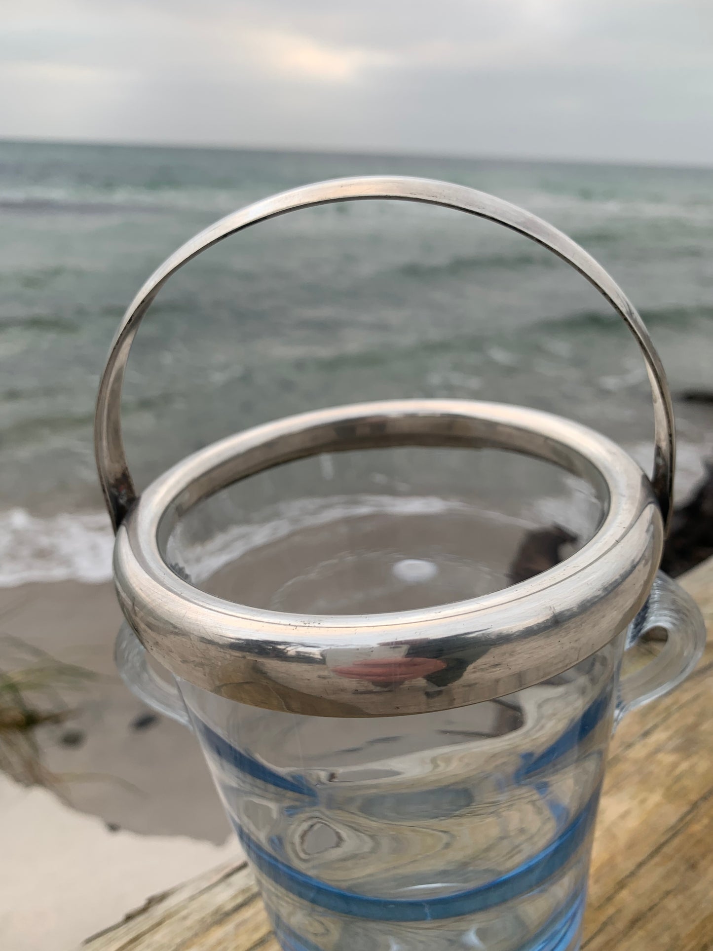 Holmegaard Eiskübel mit Silber und Algen