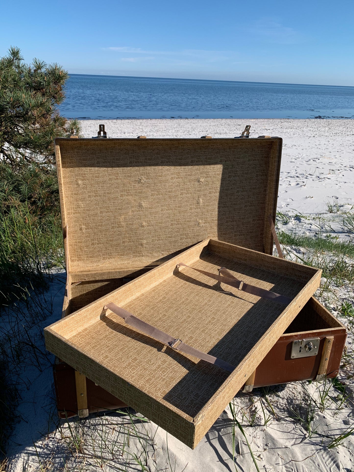 Große schöne Truhe mit Holz und Beschlägen