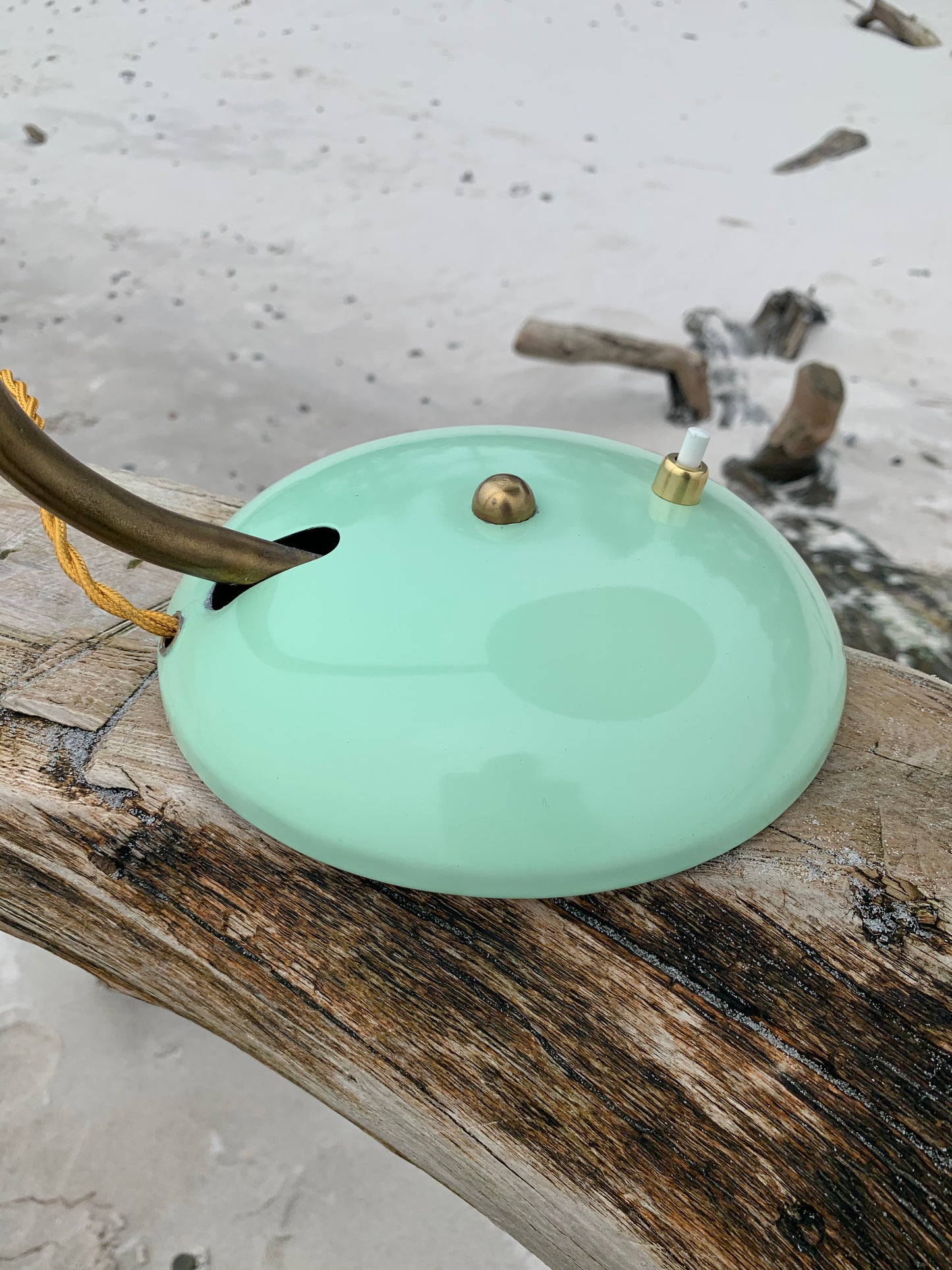 Vintage Lampe - Mintgrün mit Messing