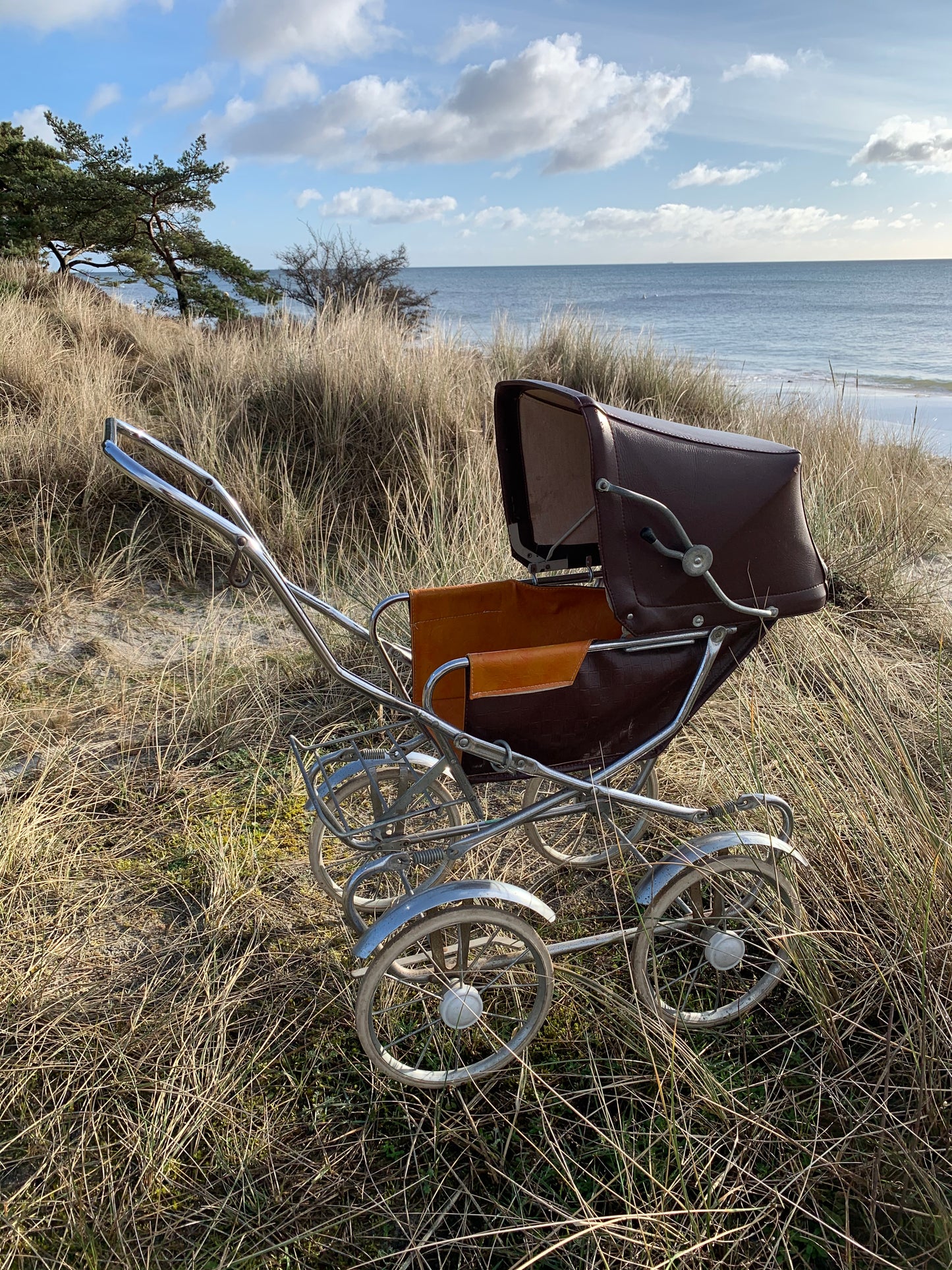 Brauner Kinderwagen für Puppen