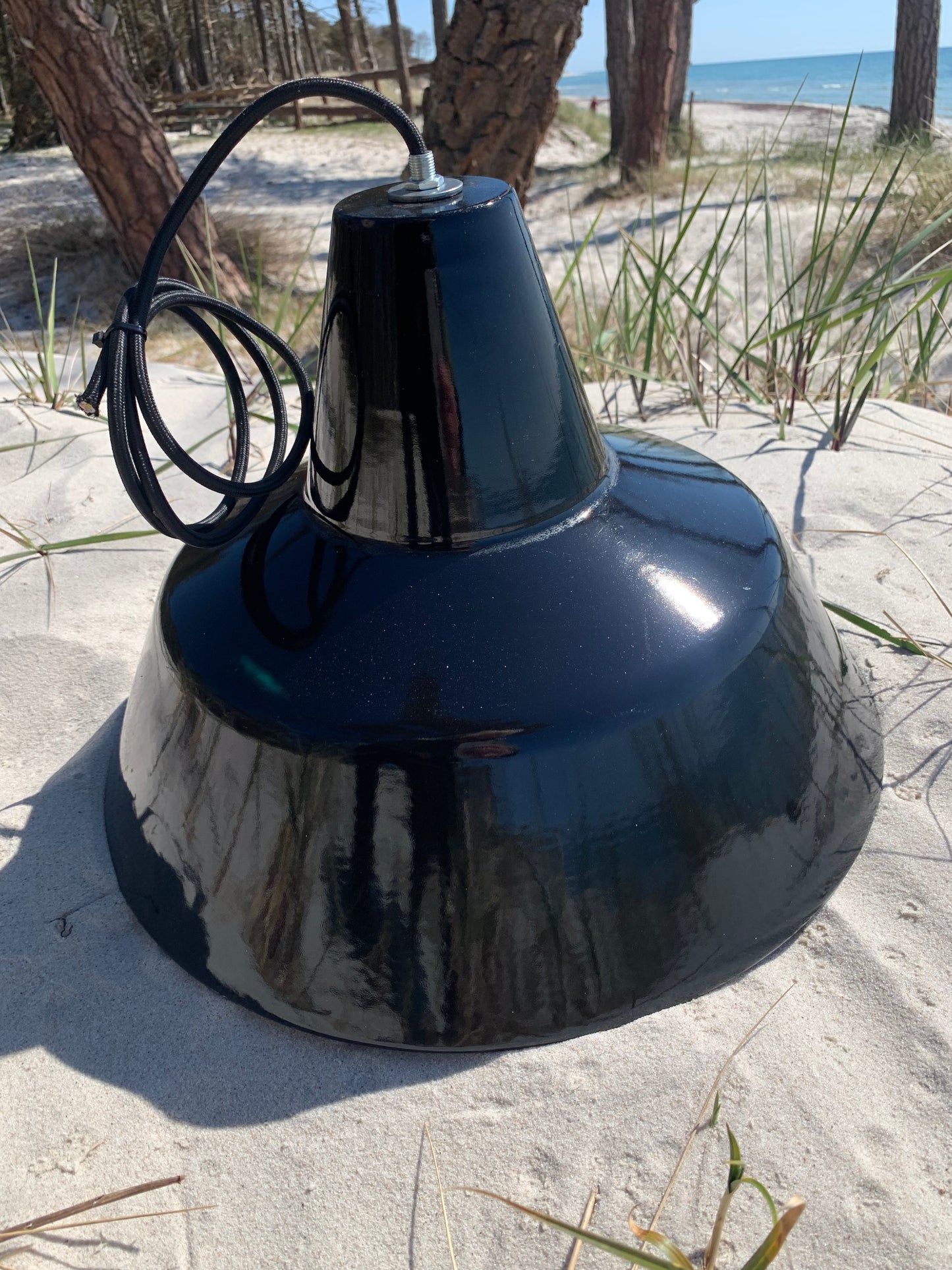 Werkstattlampe aus Emaille - Schwarz