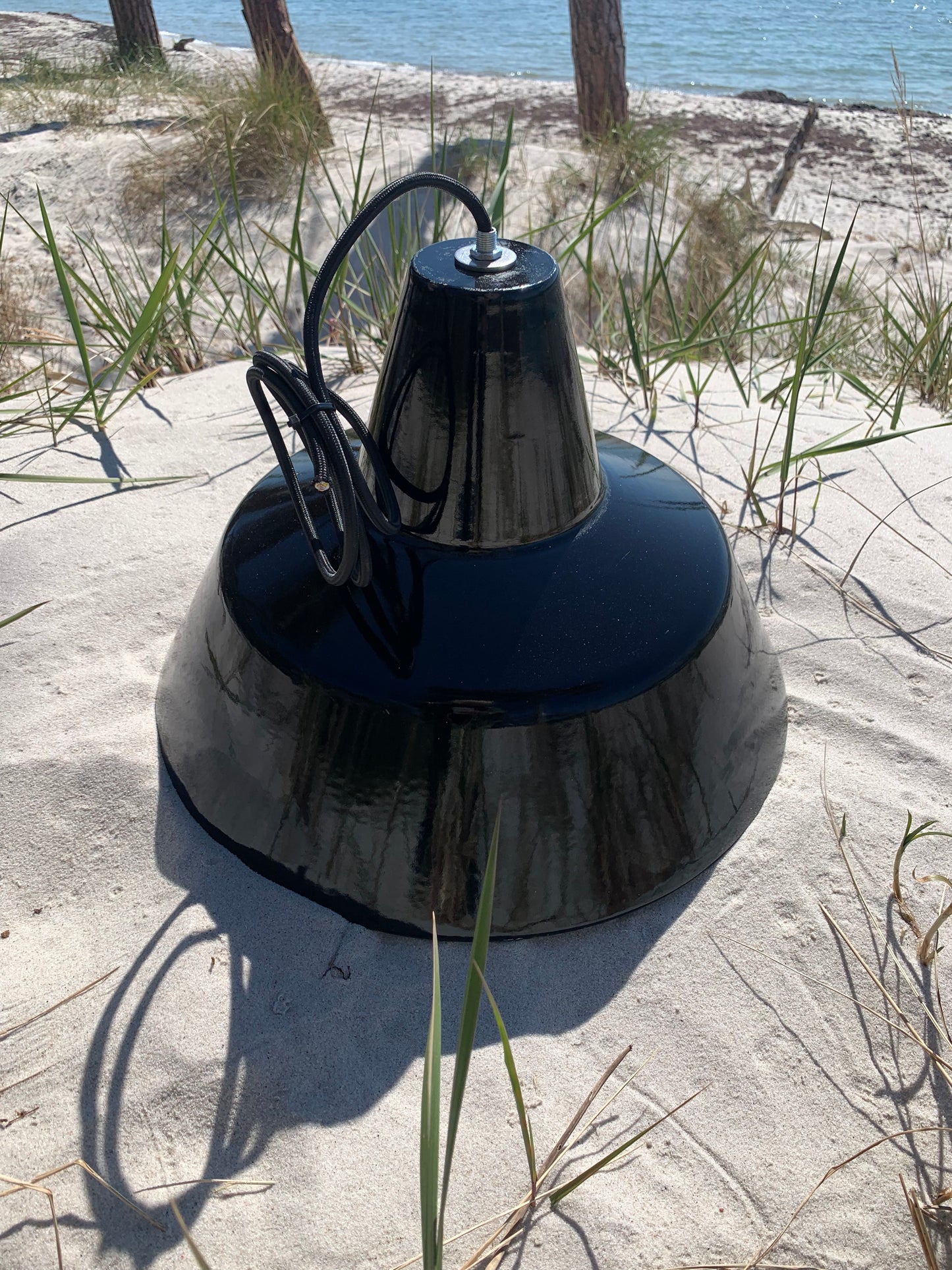 Werkstattlampe aus Emaille - Schwarz