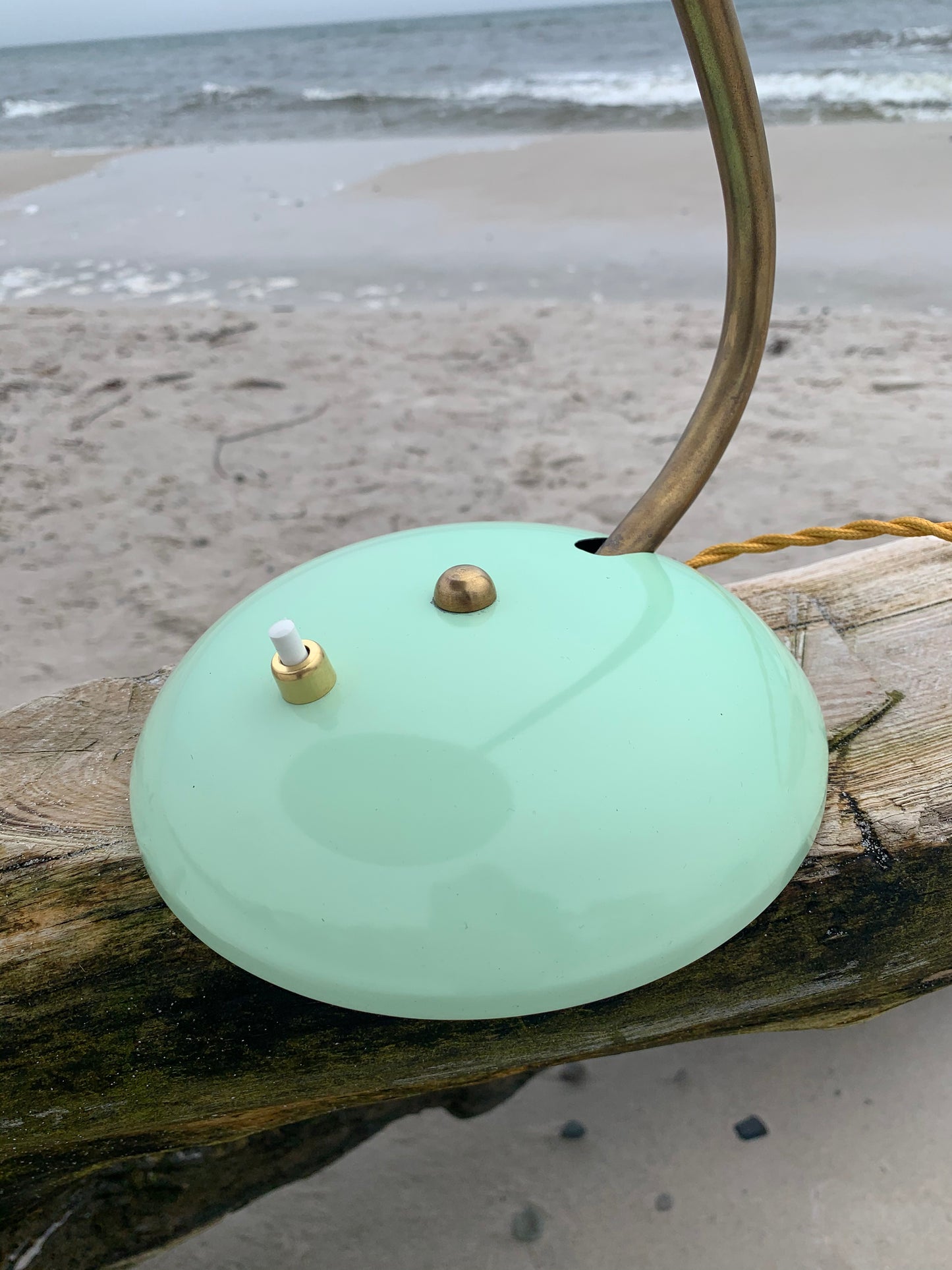 Vintage Lampe - Mintgrün mit Messing