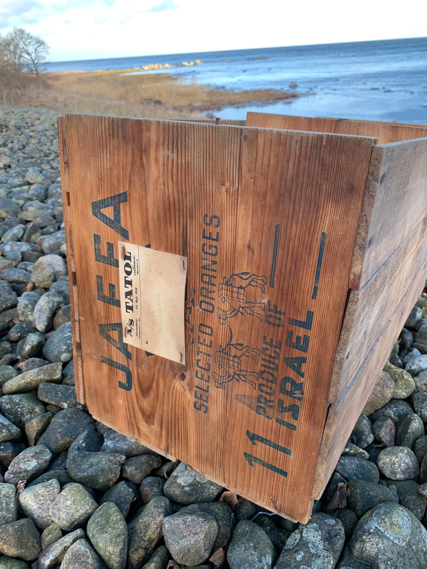 Alte Holzkiste mit "Tatol-Marke"