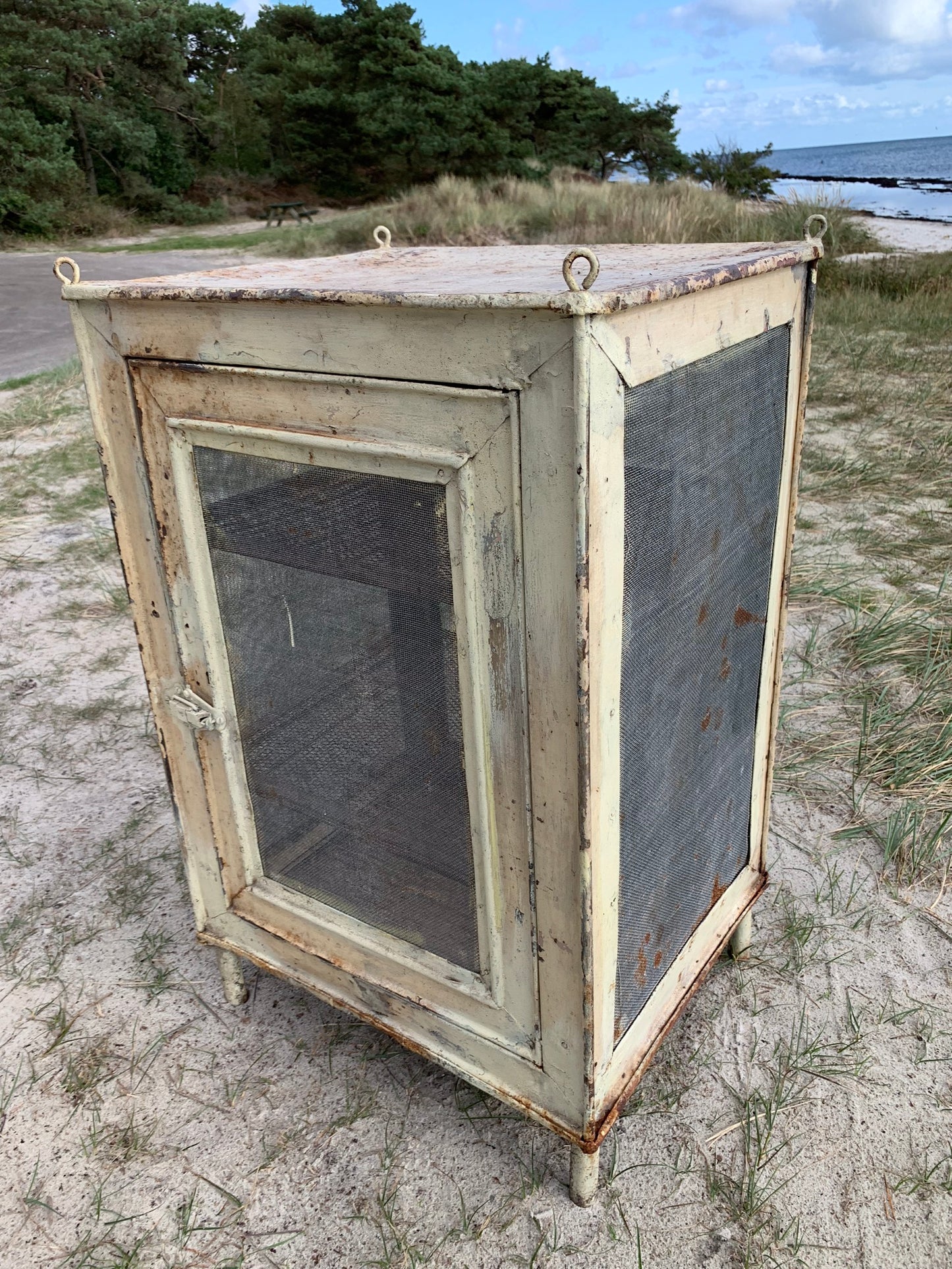 Schöner Fliegenschrank mit Beinen und Regalen