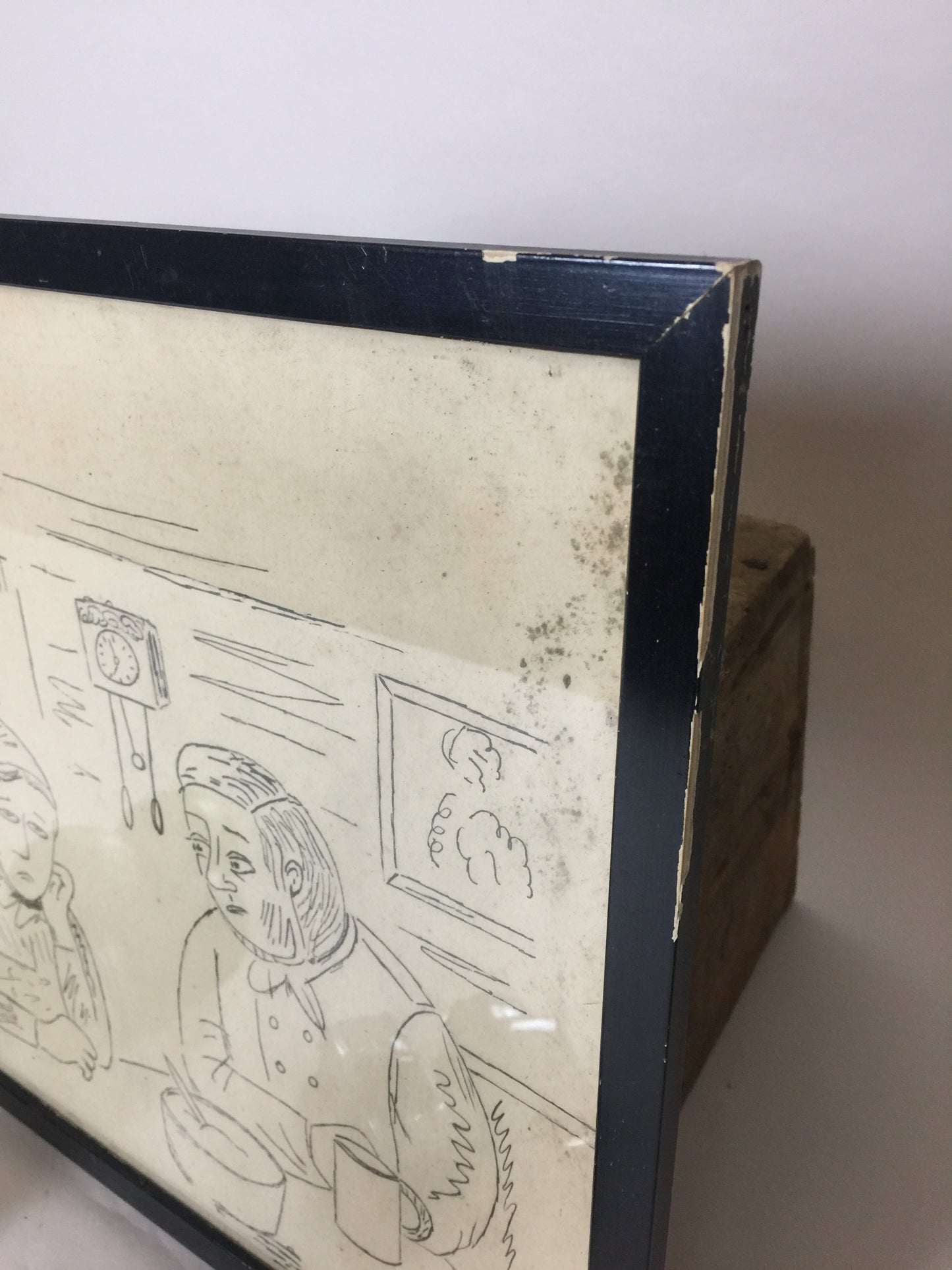 Schöne alte und originale Zeichnung im Rahmen