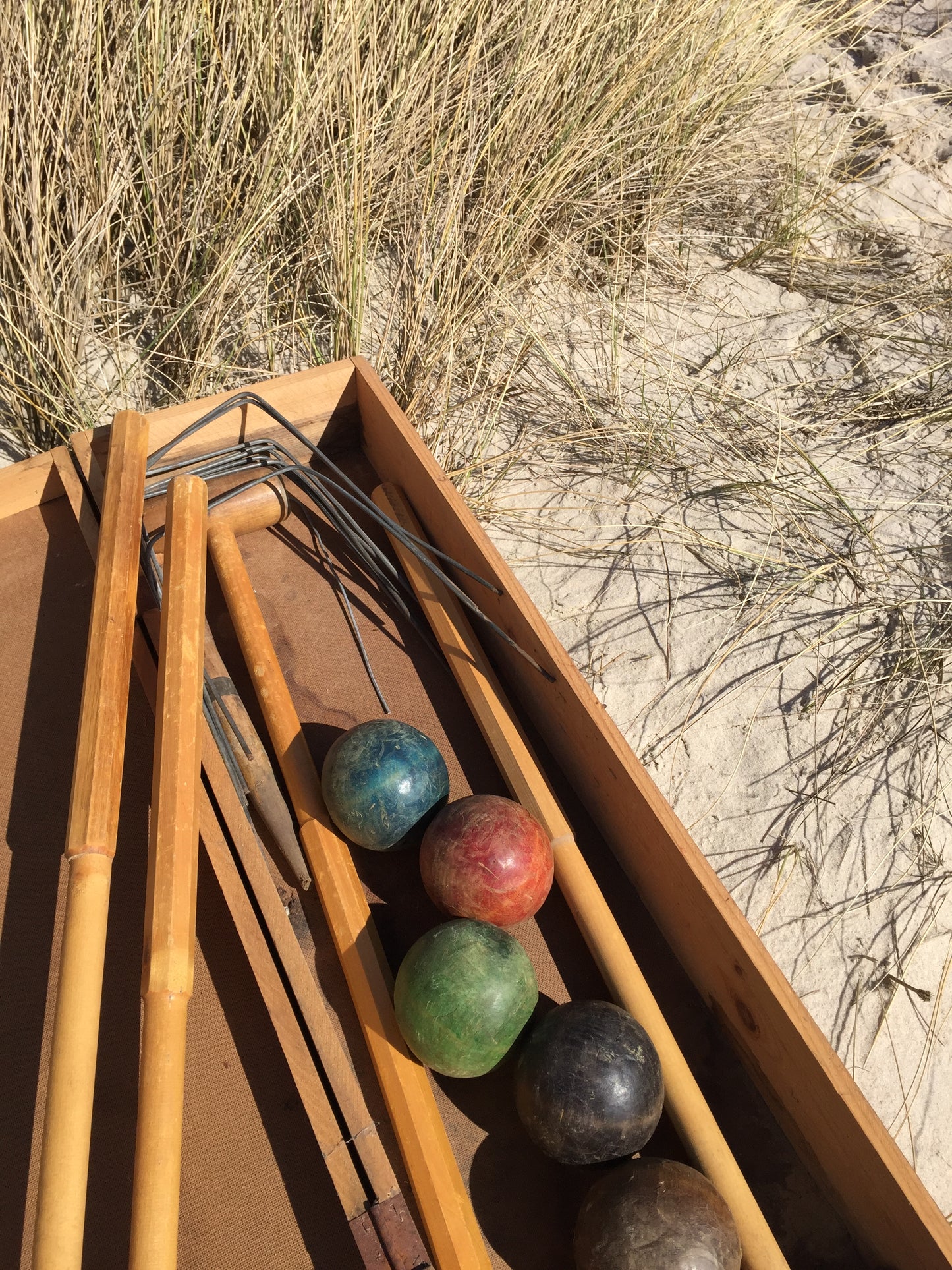 Krocketspiel in Holzkiste