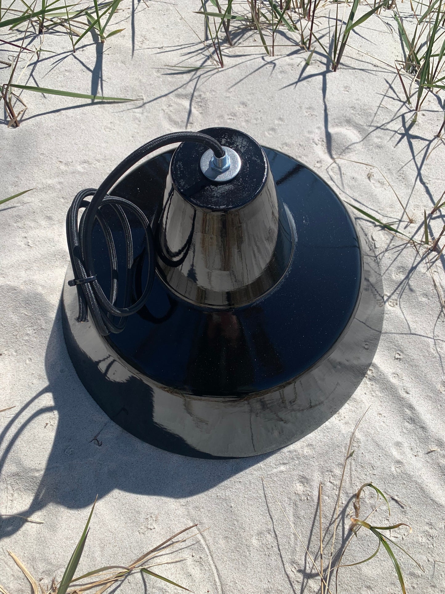 Werkstattlampe aus Emaille - Schwarz