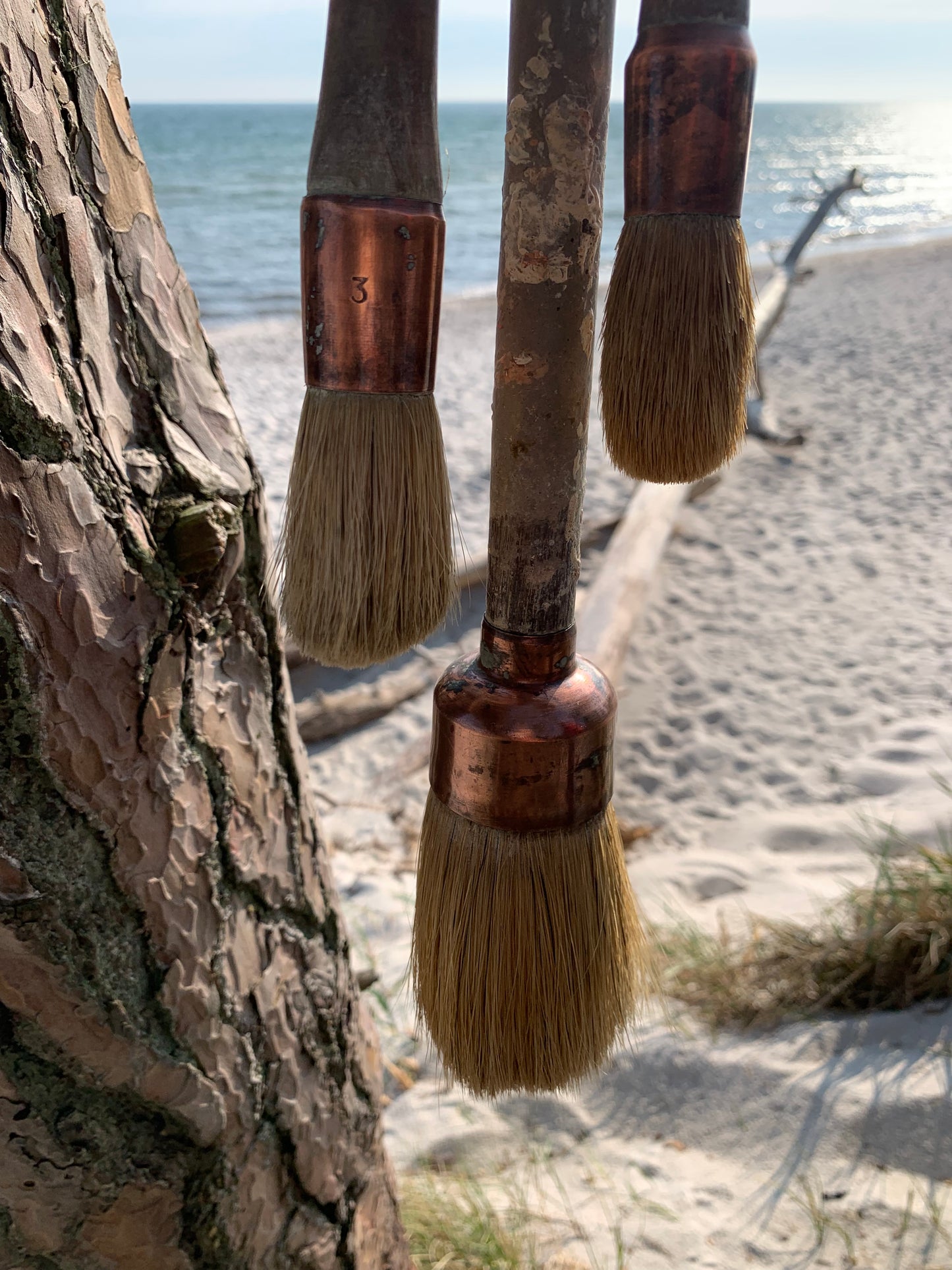 3 französische Bürsten mit Kupfer