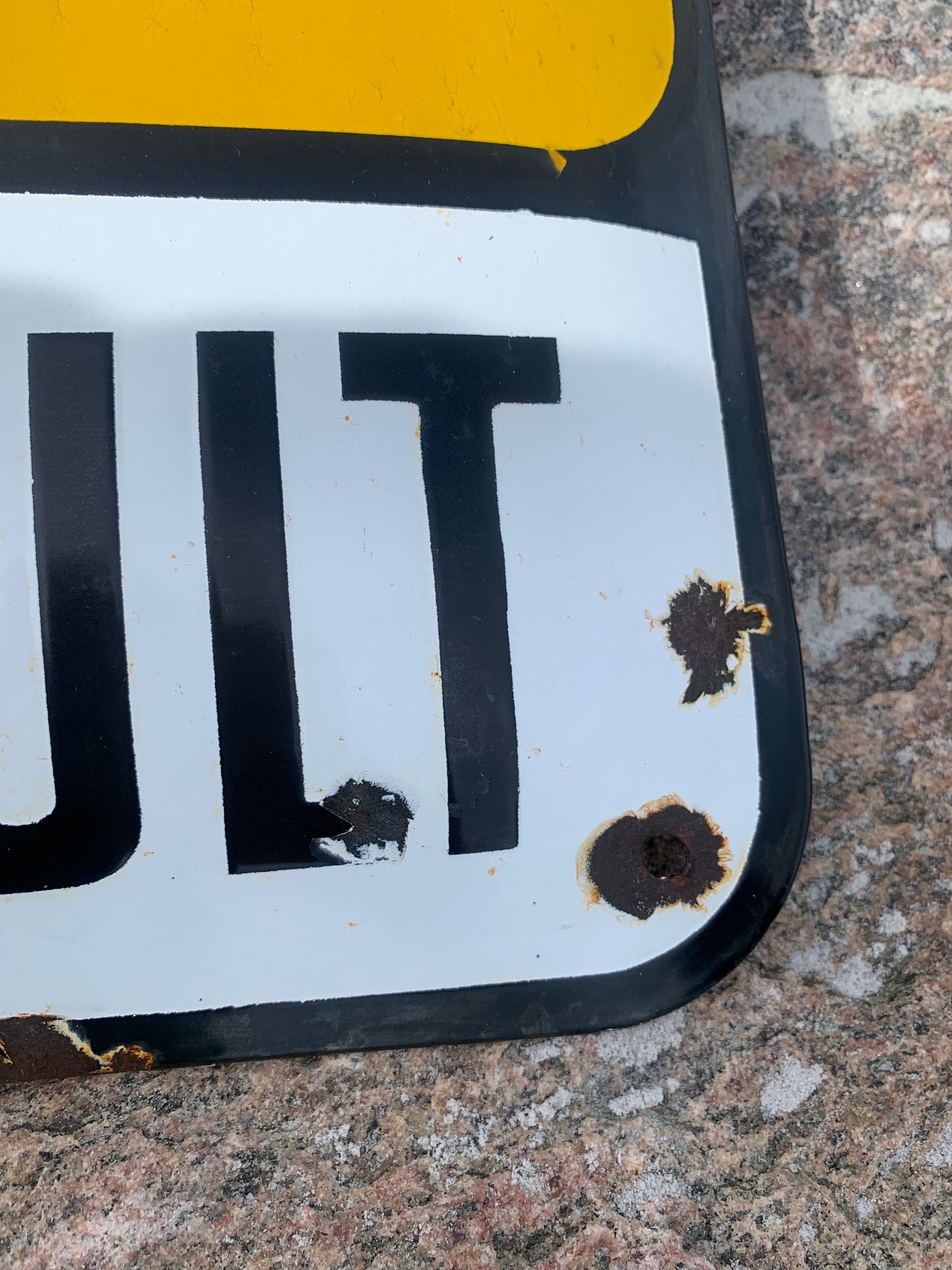 Emailleschild mit lustiger Geschichte