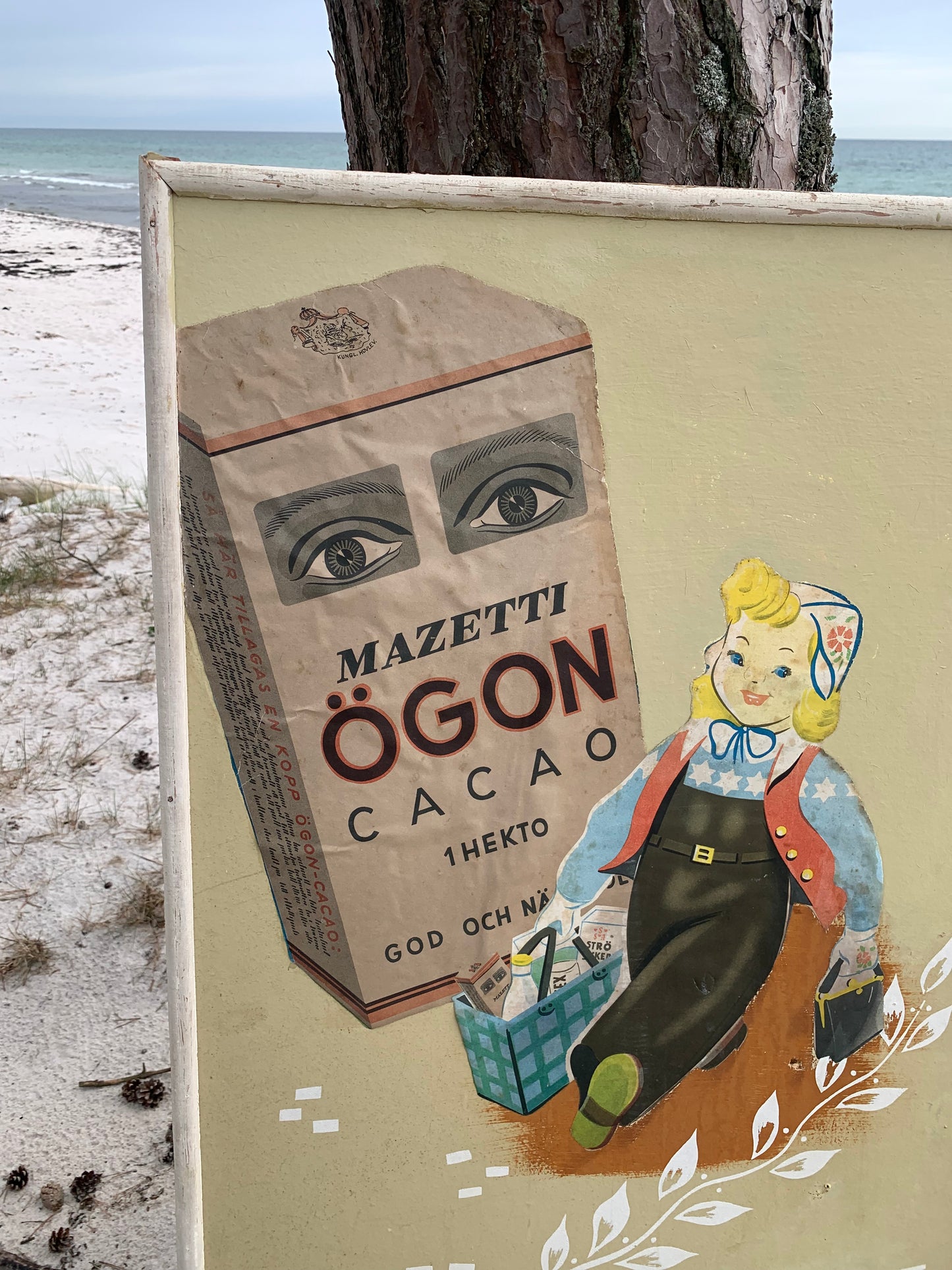 Altes Mazetti Werbeschild im Holzrahmen