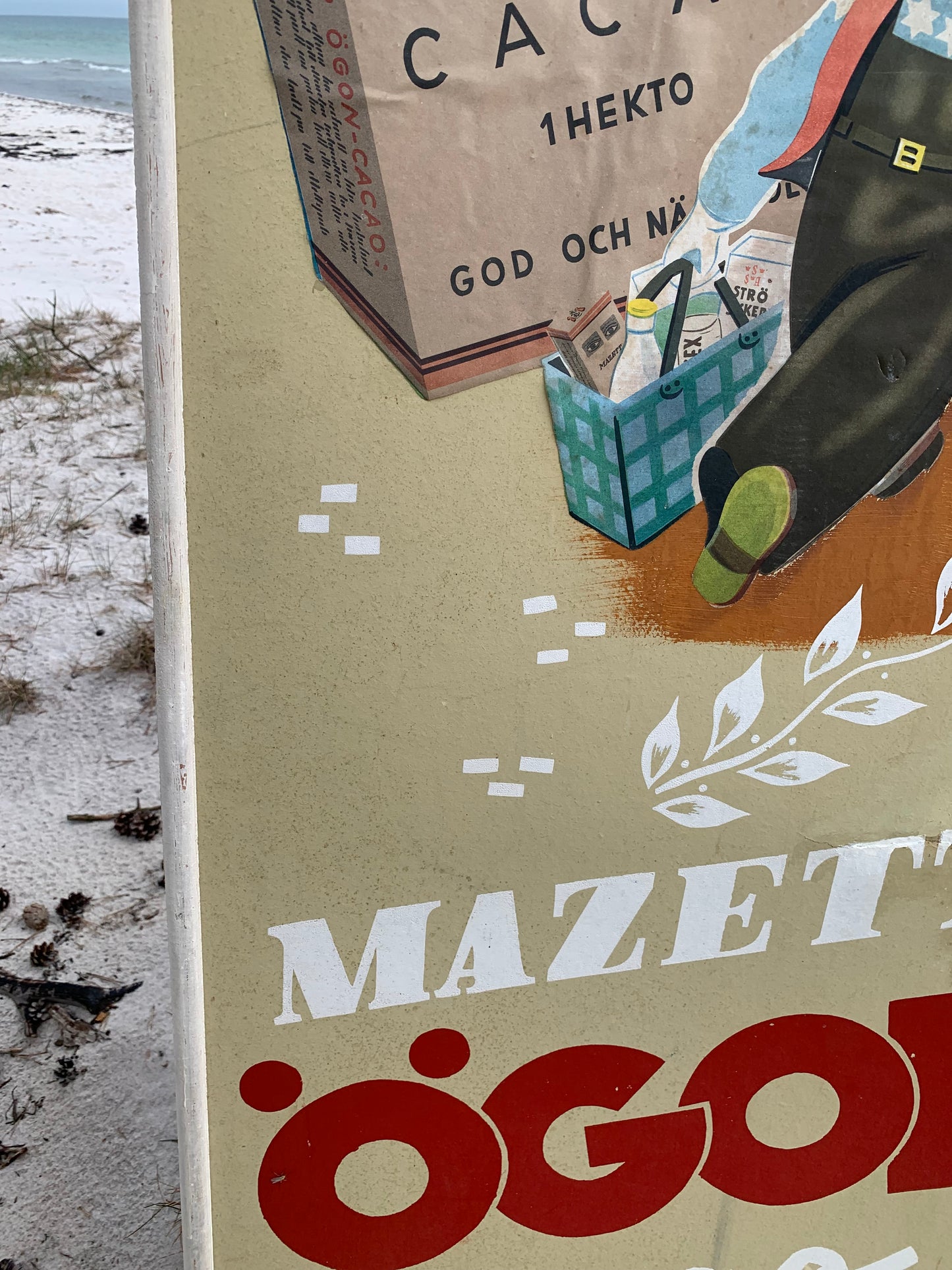Altes Mazetti Werbeschild im Holzrahmen