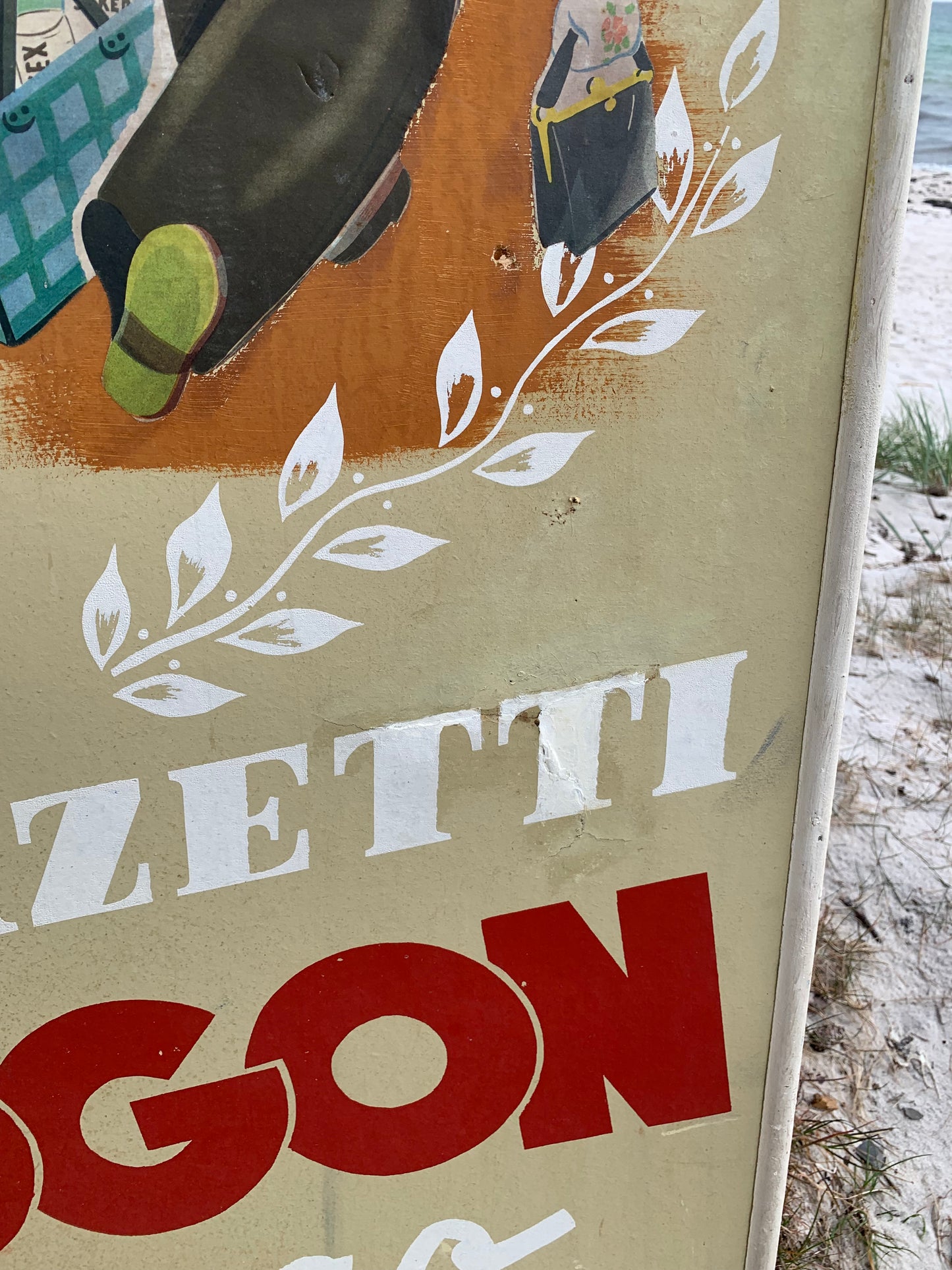Altes Mazetti Werbeschild im Holzrahmen
