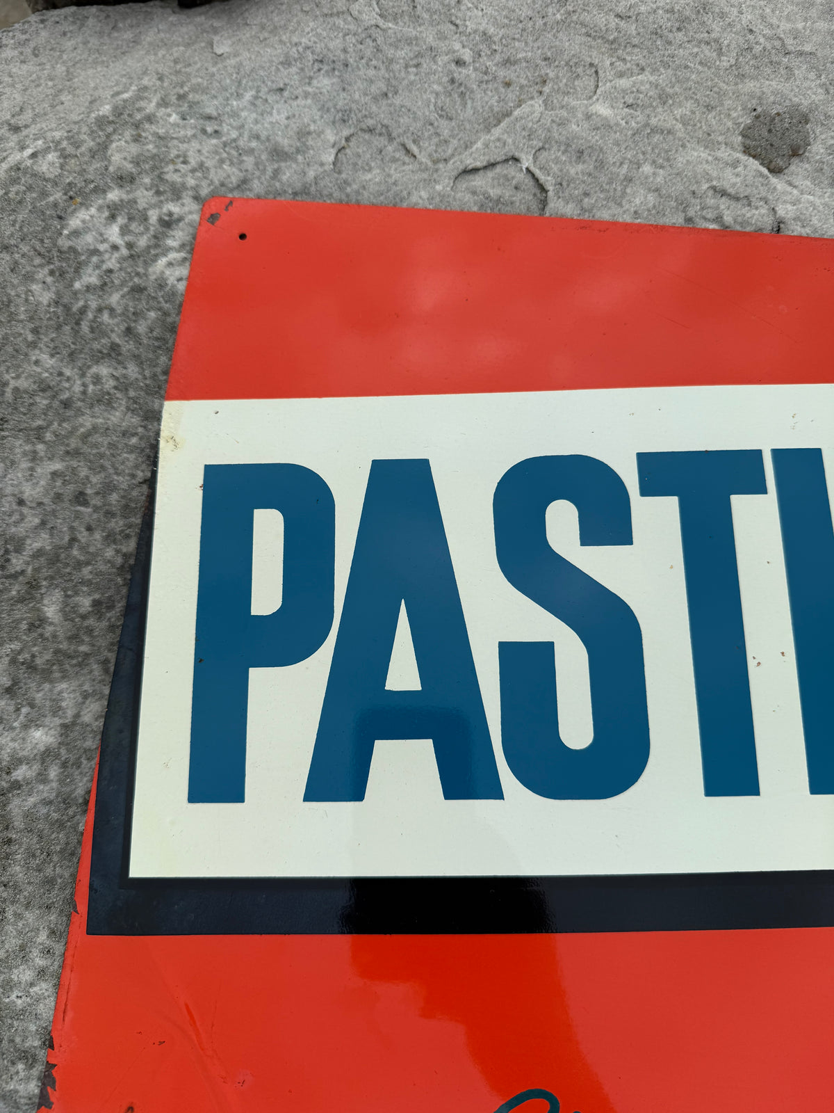 Pastis 51 Werbeschild aus lithographiertem Stahl von 1957