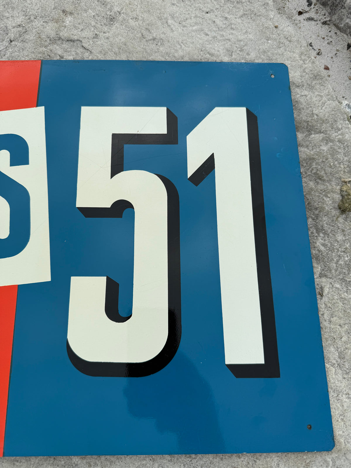 Pastis 51 Werbeschild aus lithographiertem Stahl von 1957