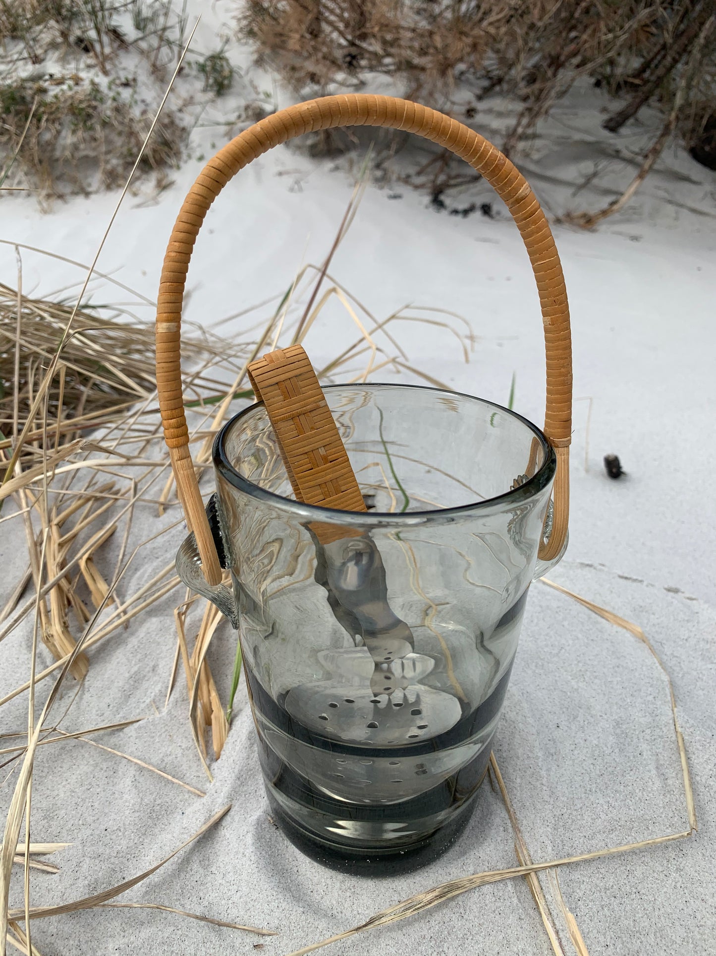 Eiskübel von Holmegaard mit Zange und Bodenrost