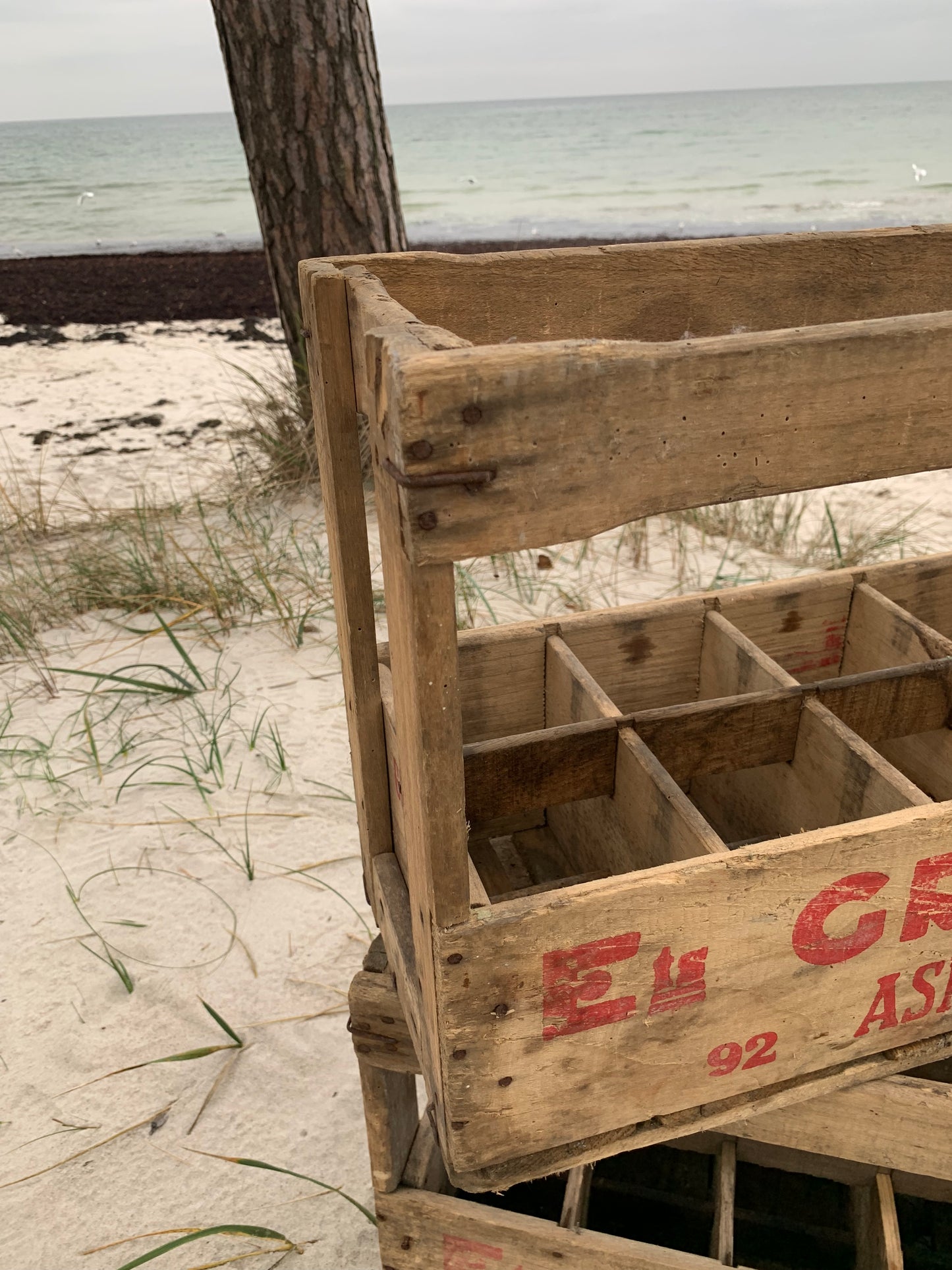 Alte französische Flaschenkiste aus Holz