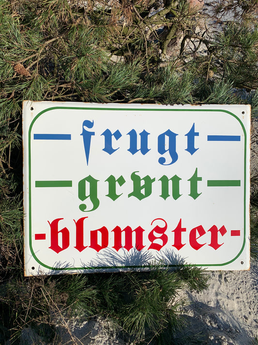 Großes Emailleschild - Obst, Gemüse und Blumen